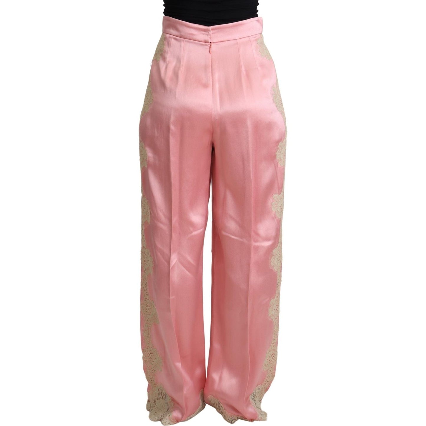Dolce & Gabbana Silk Blend Satin Wide-Leg Pants in Pink Dolce & Gabbana Rosy Brown