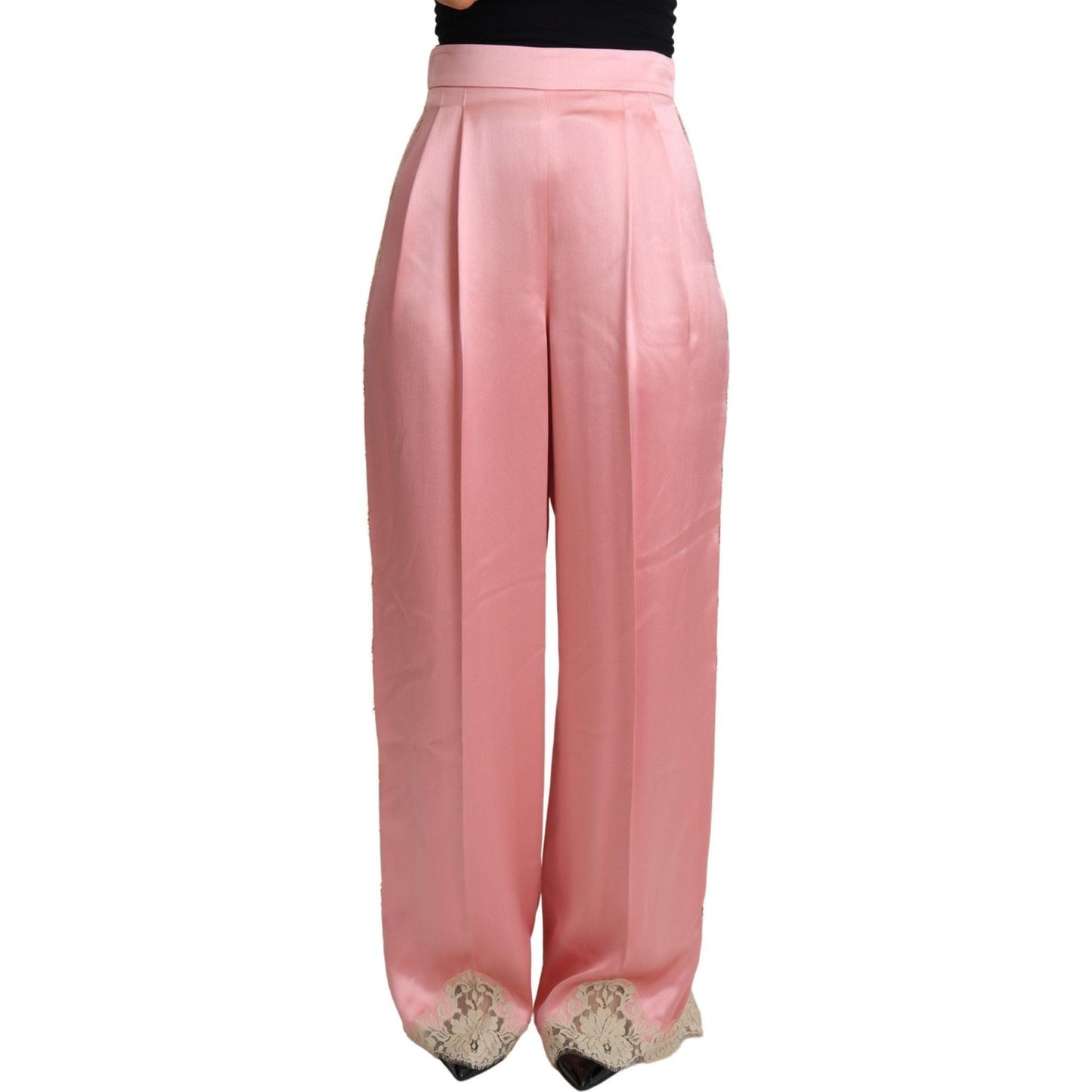 Dolce & Gabbana Silk Blend Satin Wide-Leg Pants in Pink Dolce & Gabbana Rosy Brown