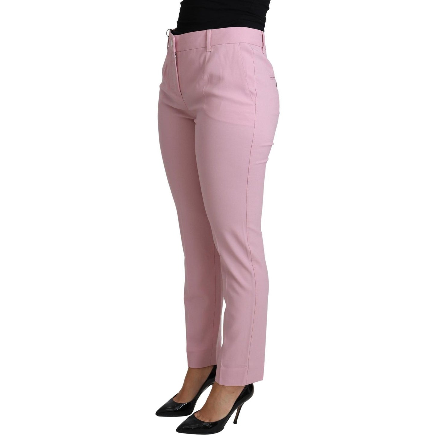 Dolce & Gabbana Elegant Pink High-Waisted Wool Trousers Dolce & Gabbana Rosy Brown