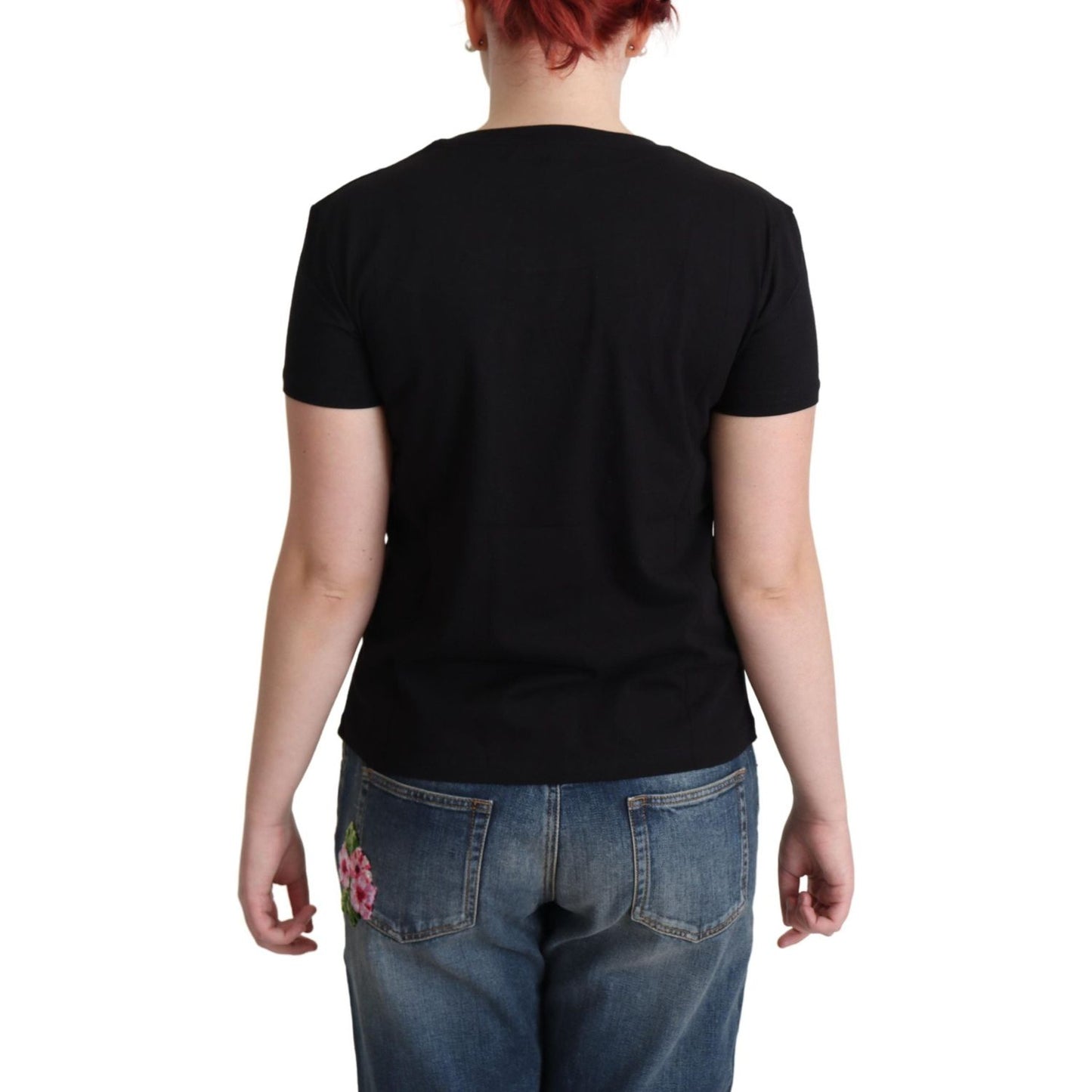 Chic Moschino Cotton Tee with Milano Print Moschino Tan