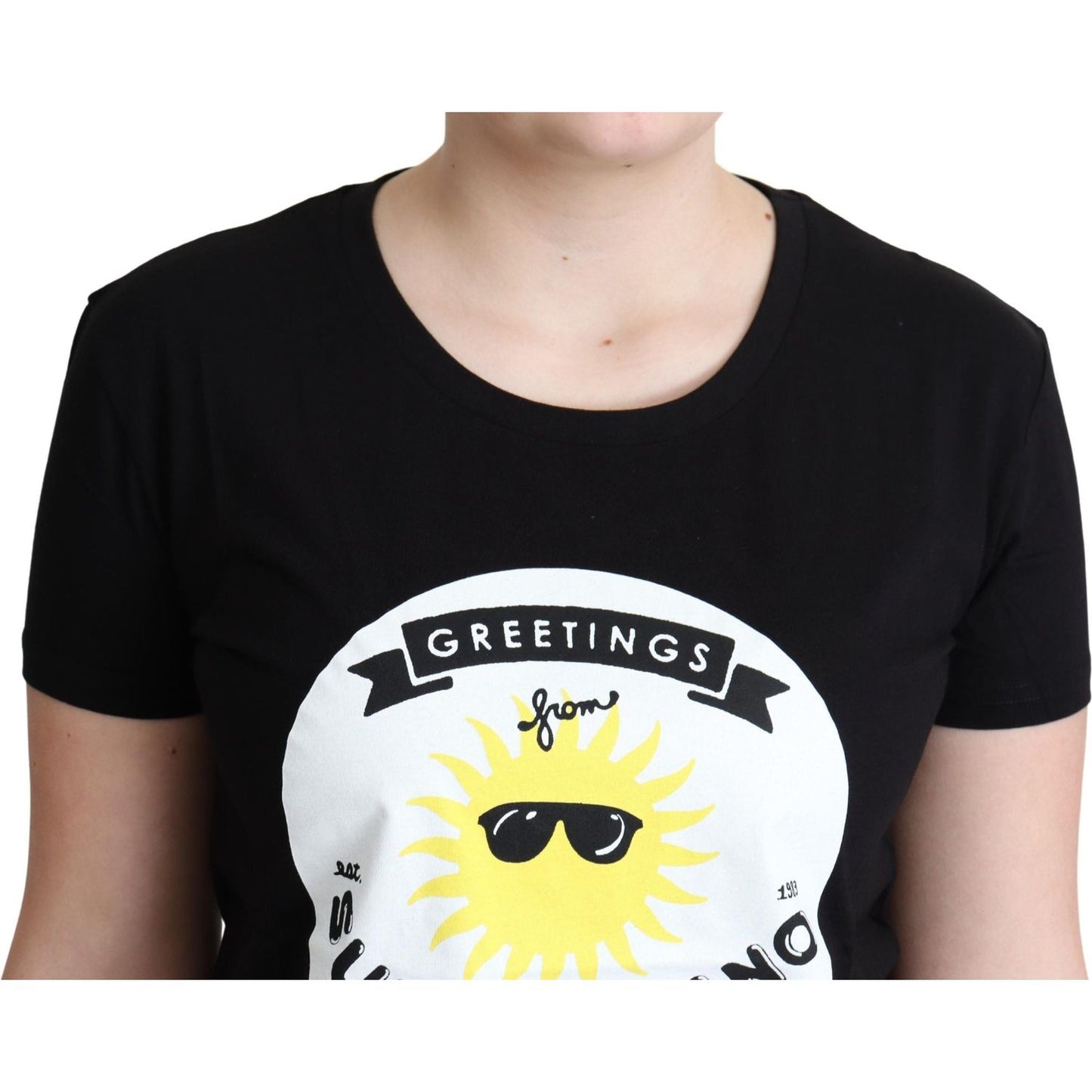 Chic Moschino Cotton Tee with Milano Print Moschino Light Gray