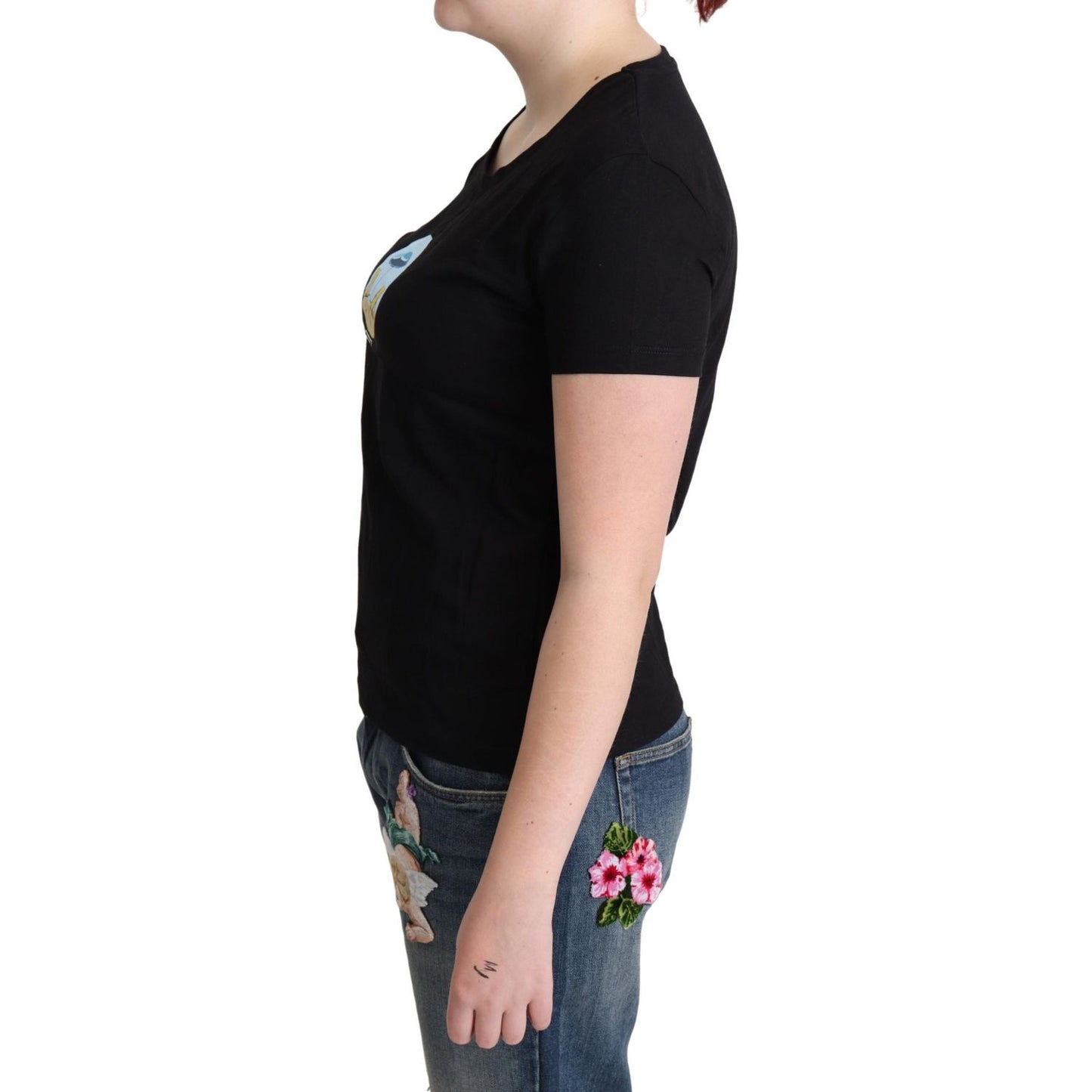 Moschino Chic Black Cotton Round Neck Tee Moschino Black