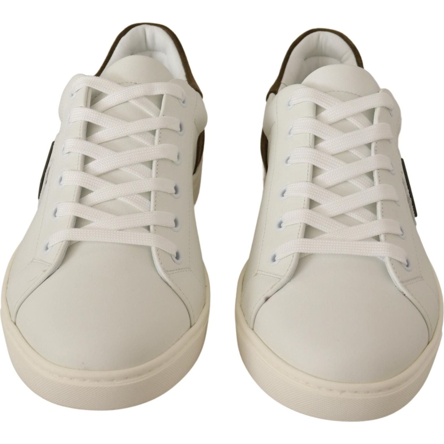 Dolce & Gabbana White Suede Leather Mens Low Tops Sneakers