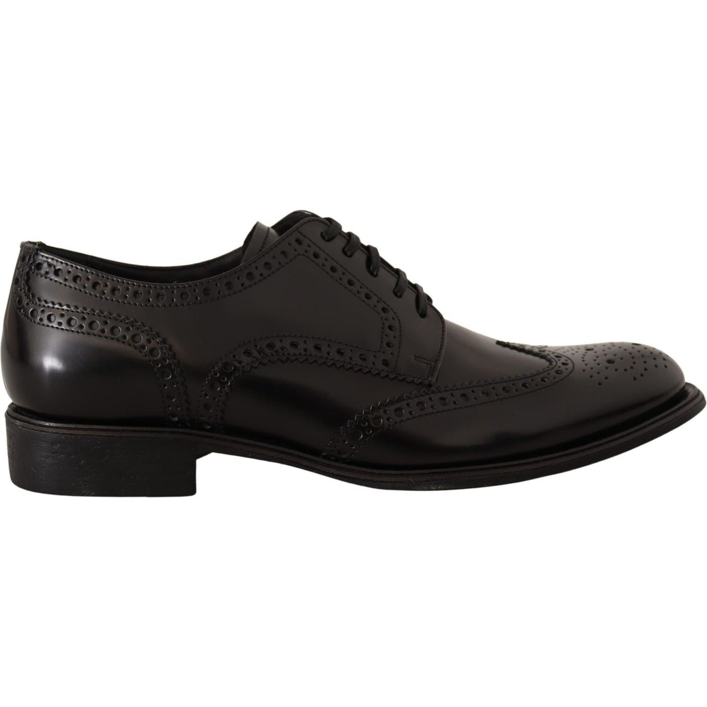 Dolce & Gabbana Black Leather Oxford Wingtip Formal Shoes