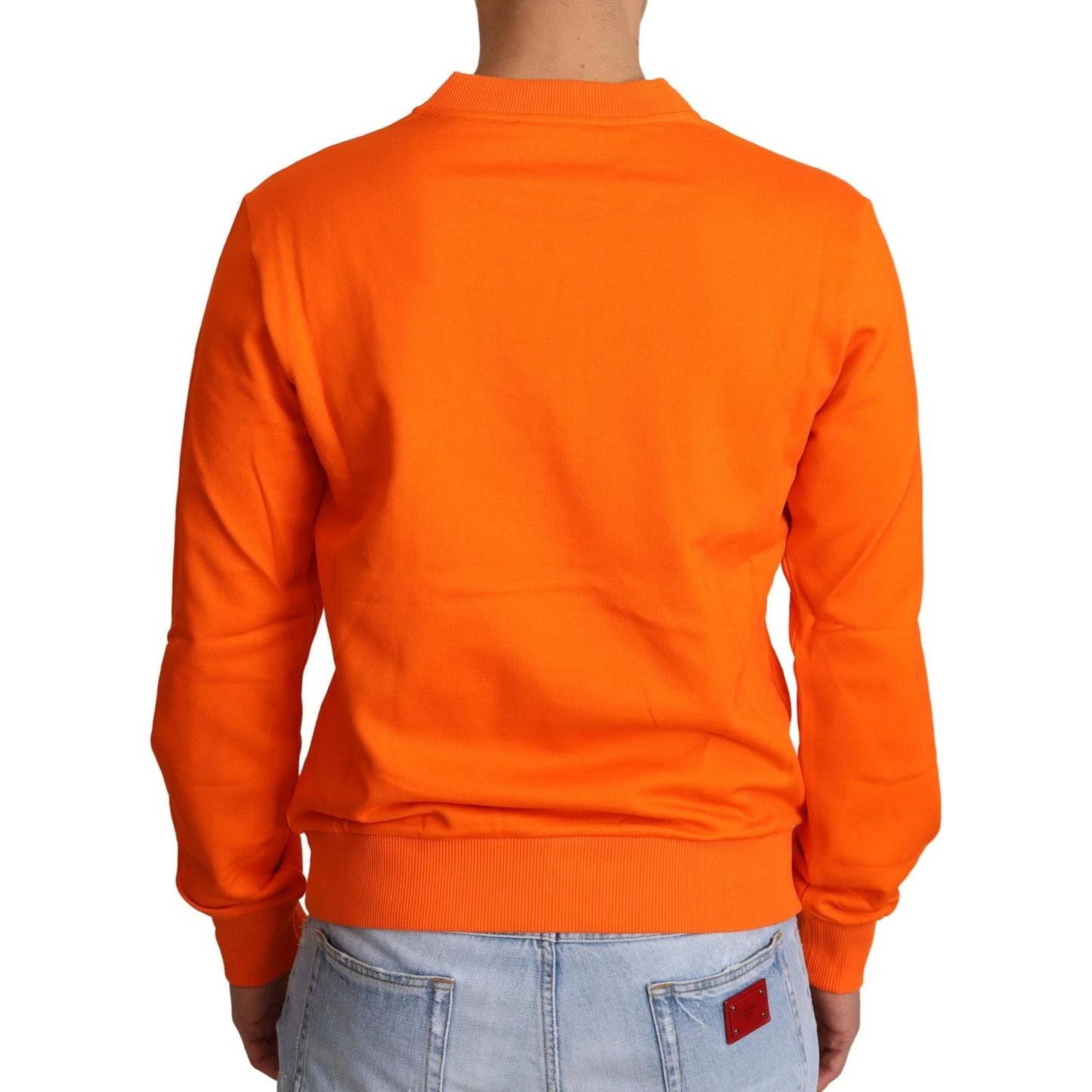 Dolce & Gabbana Regal Crewneck Cotton Sweater in Orange Dolce & Gabbana Orange Red