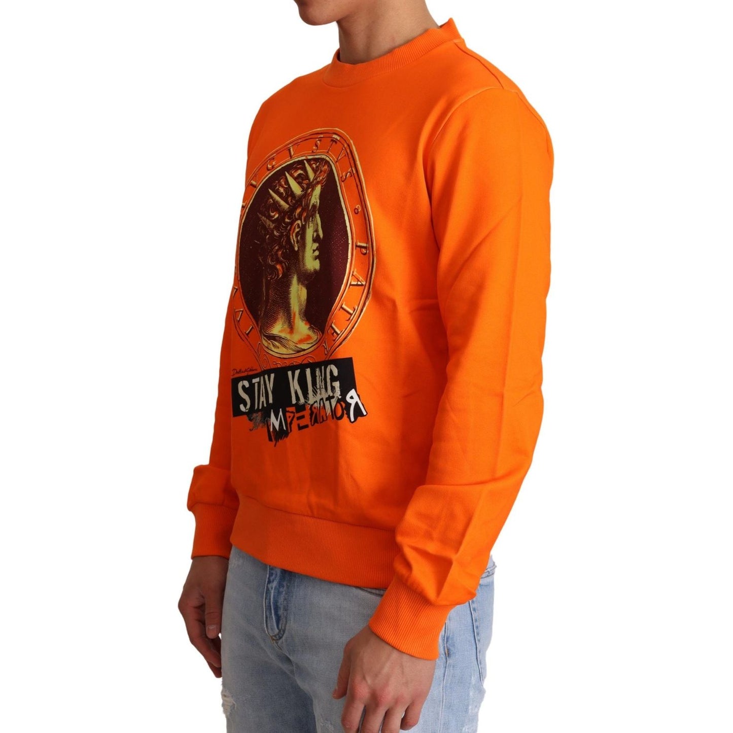 Dolce & Gabbana Regal Crewneck Cotton Sweater in Orange Dolce & Gabbana Chocolate