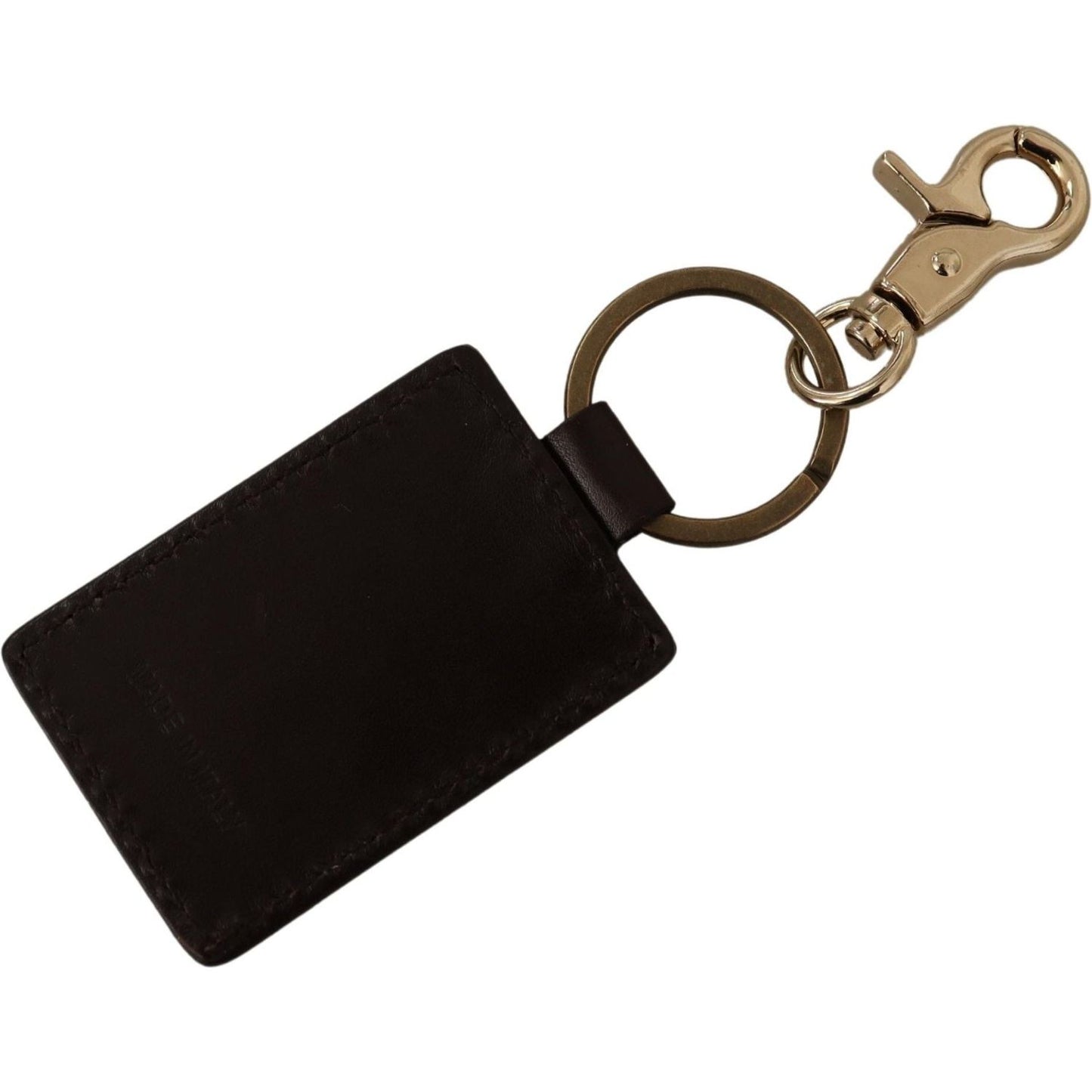 Dolce & Gabbana Elegant Unisex Leather Keyring with Gold Detail Dolce & Gabbana Black