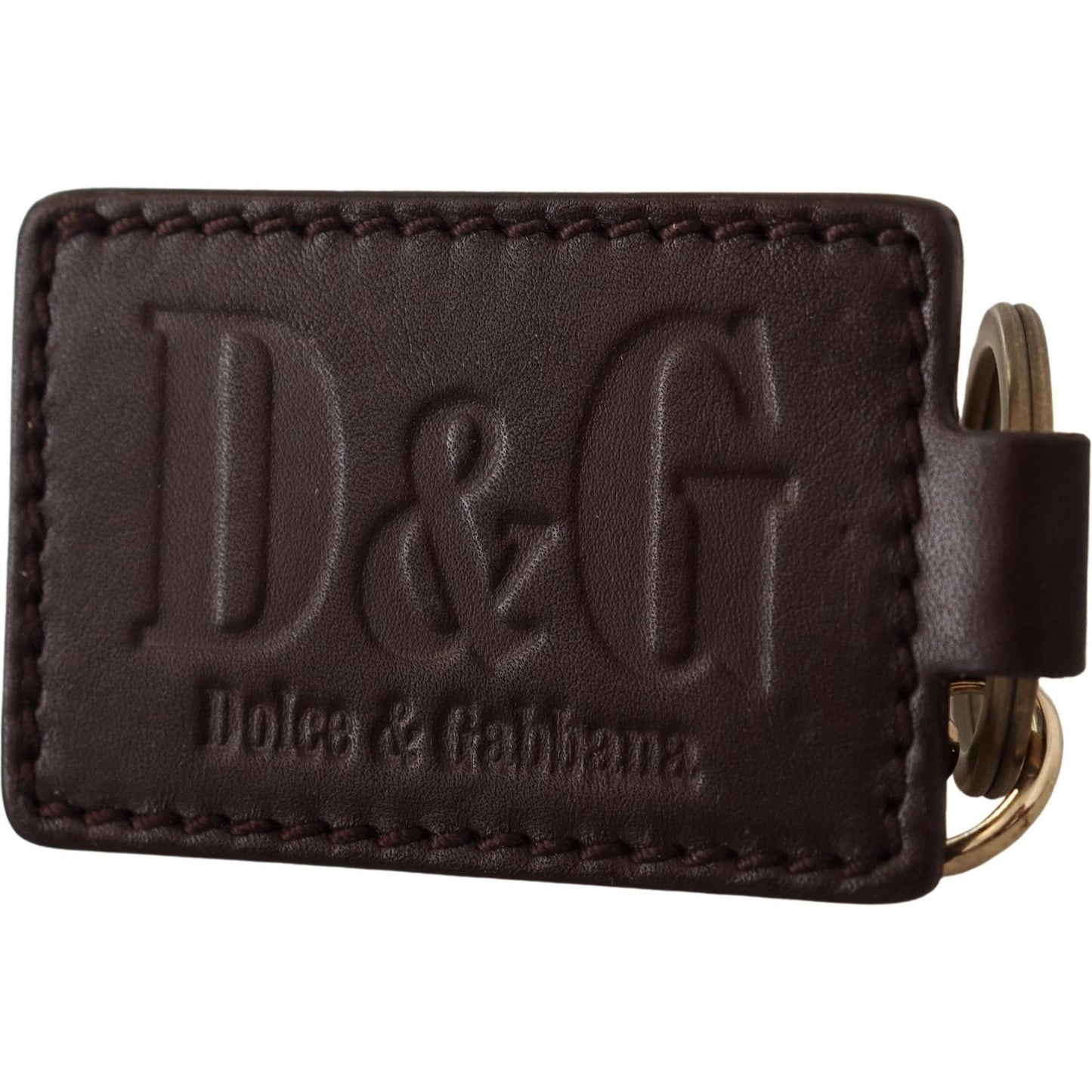 Dolce & Gabbana Elegant Unisex Leather Keyring with Gold Detail Dolce & Gabbana Dark Slate Gray