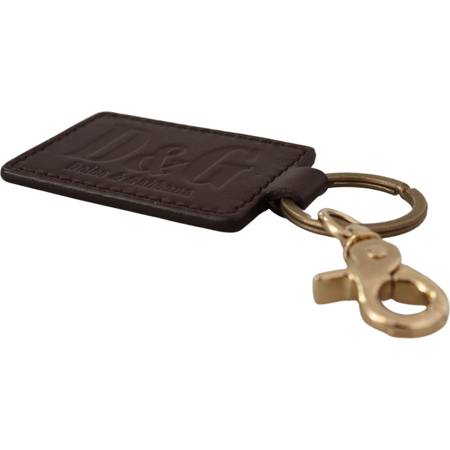 Dolce & Gabbana Elegant Unisex Leather Keyring with Gold Detail Dolce & Gabbana Dark Slate Gray