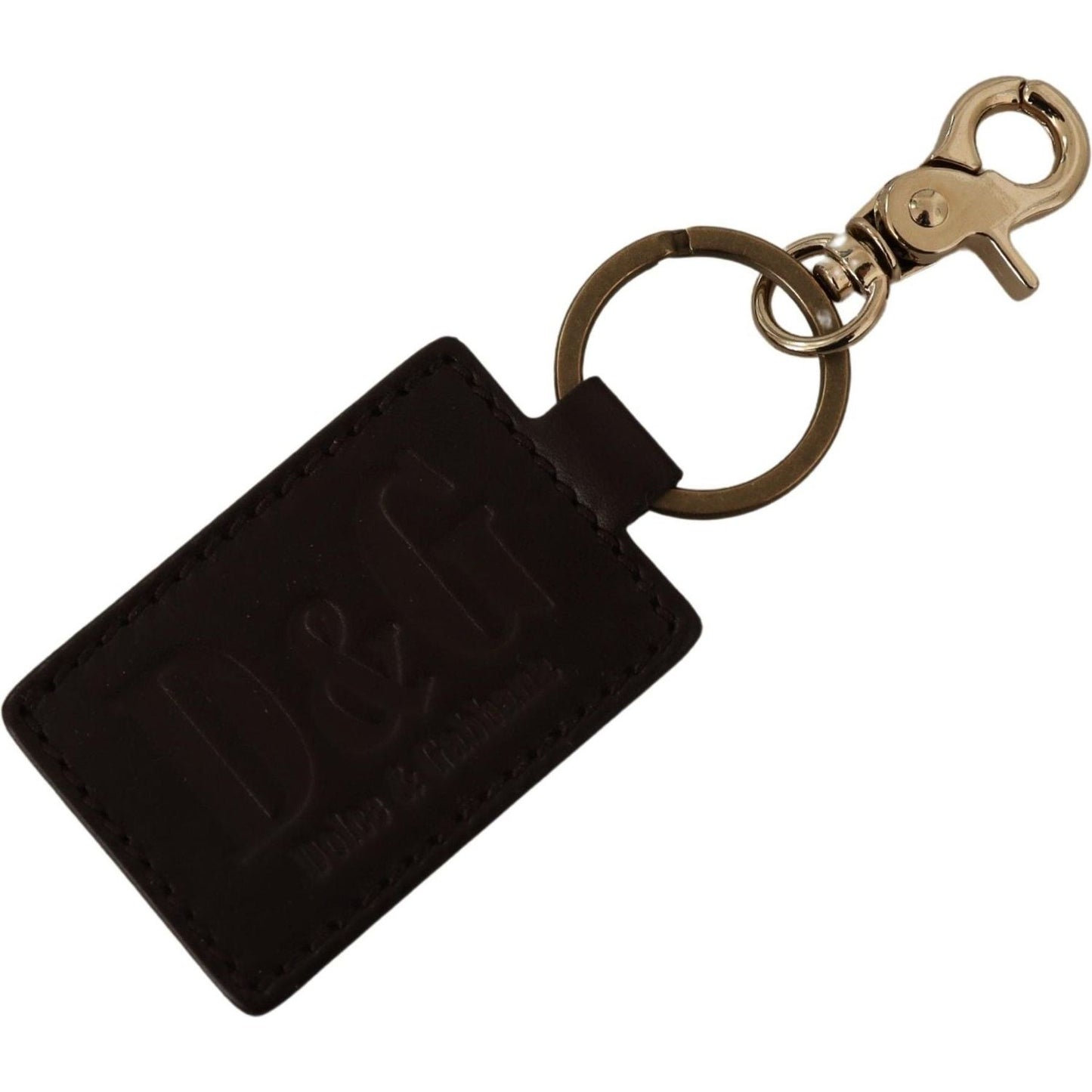 Dolce & Gabbana Elegant Unisex Leather Keyring with Gold Detail Dolce & Gabbana Black