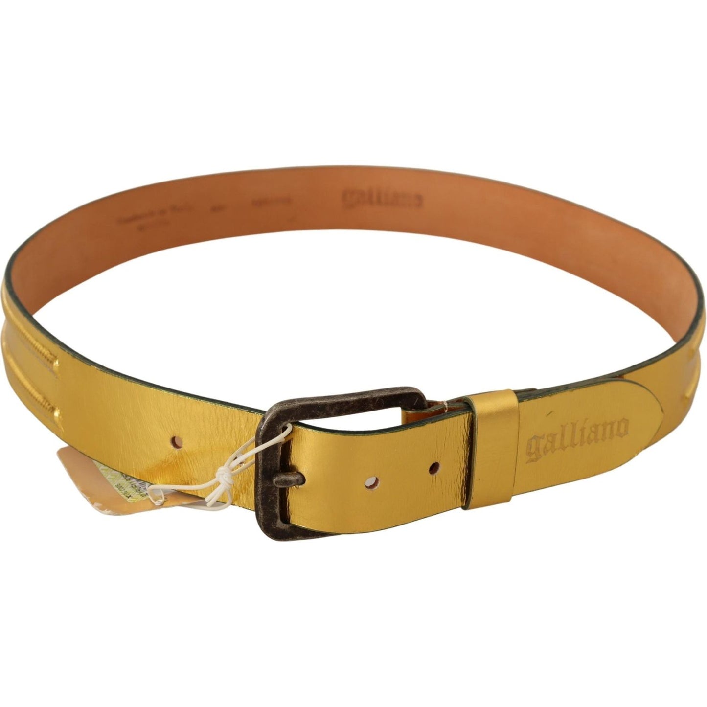 John Galliano Elegant Gold Genuine Leather Men's Belt MAN BELTS John Galliano Chocolate