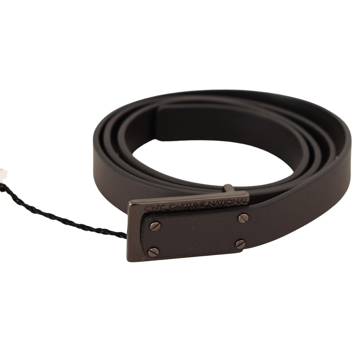 Costume National Elegant Leather Belt with Metal Buckle MAN BELTS Costume National Dark Slate Gray