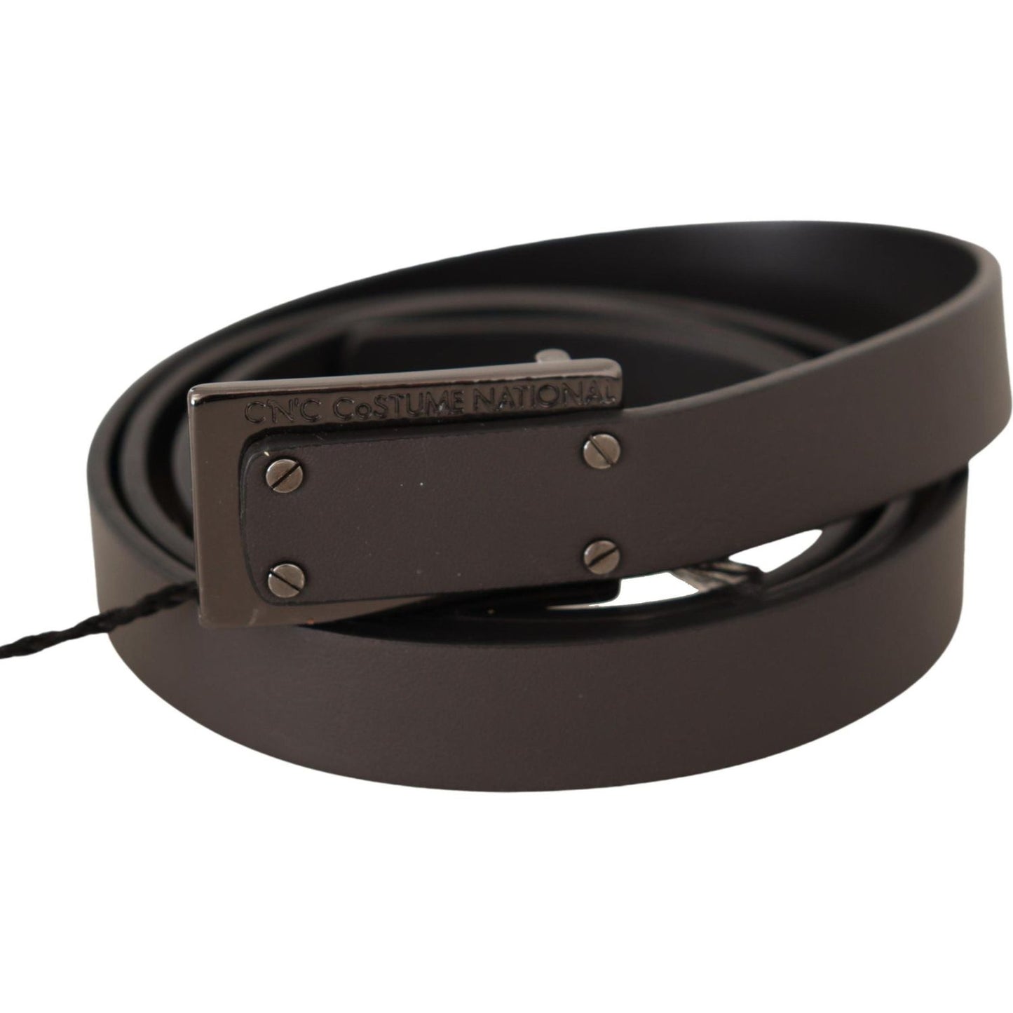 Costume National Elegant Leather Belt with Metal Buckle MAN BELTS Costume National Dark Slate Gray