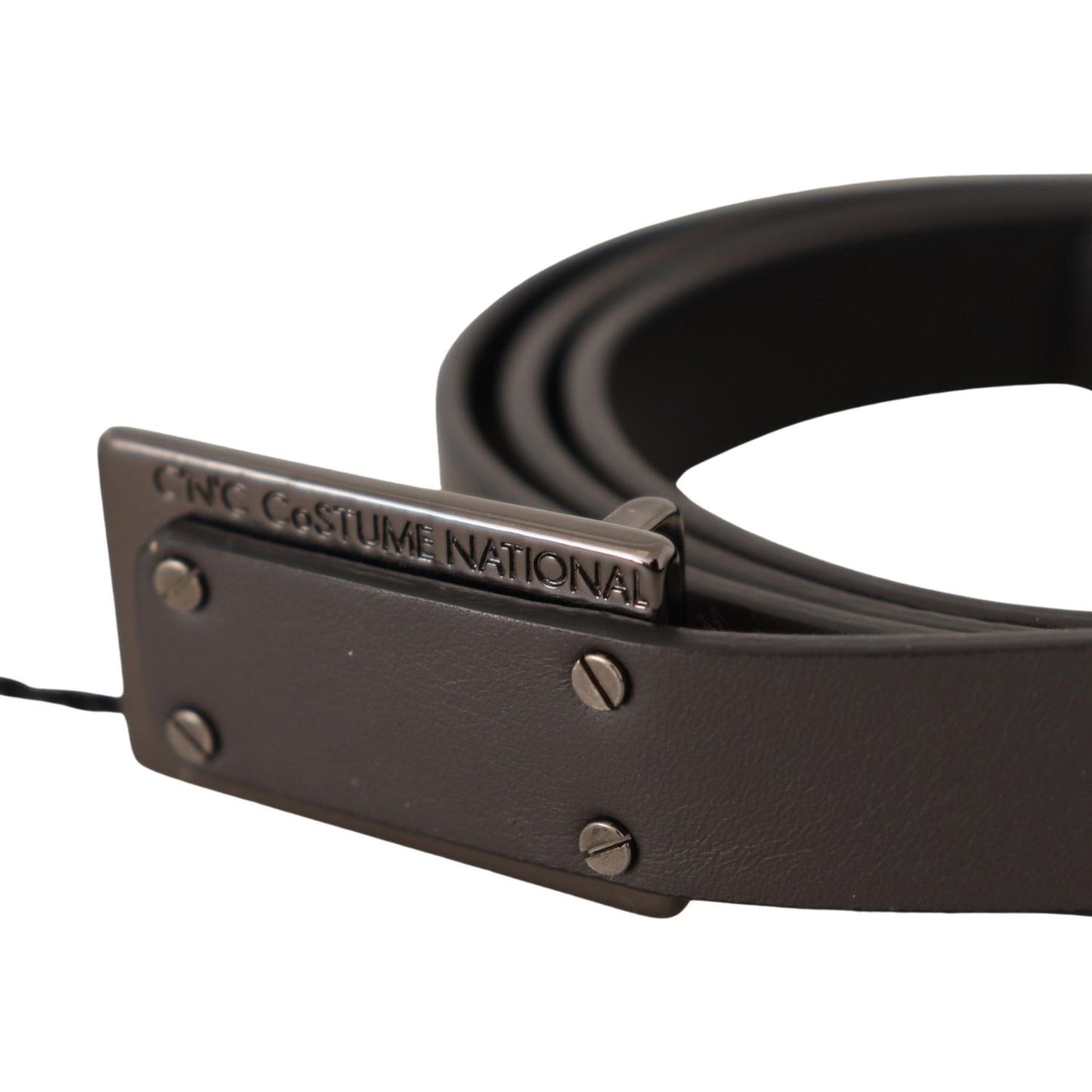 Costume National Elegant Leather Belt with Metal Buckle MAN BELTS Costume National Dark Slate Gray