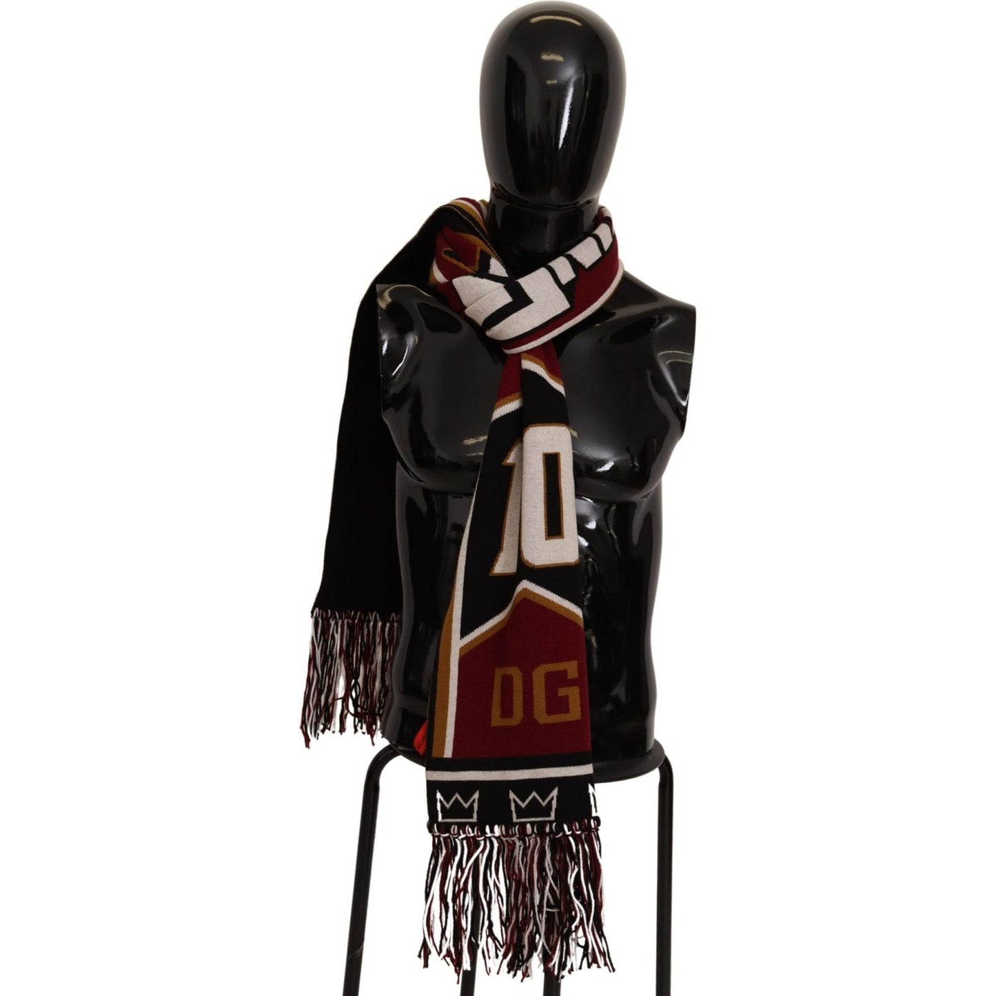 Dolce & Gabbana Elegant DG King Wool & Cashmere Scarf Wool Wrap Shawl Scarf Dolce & Gabbana Black