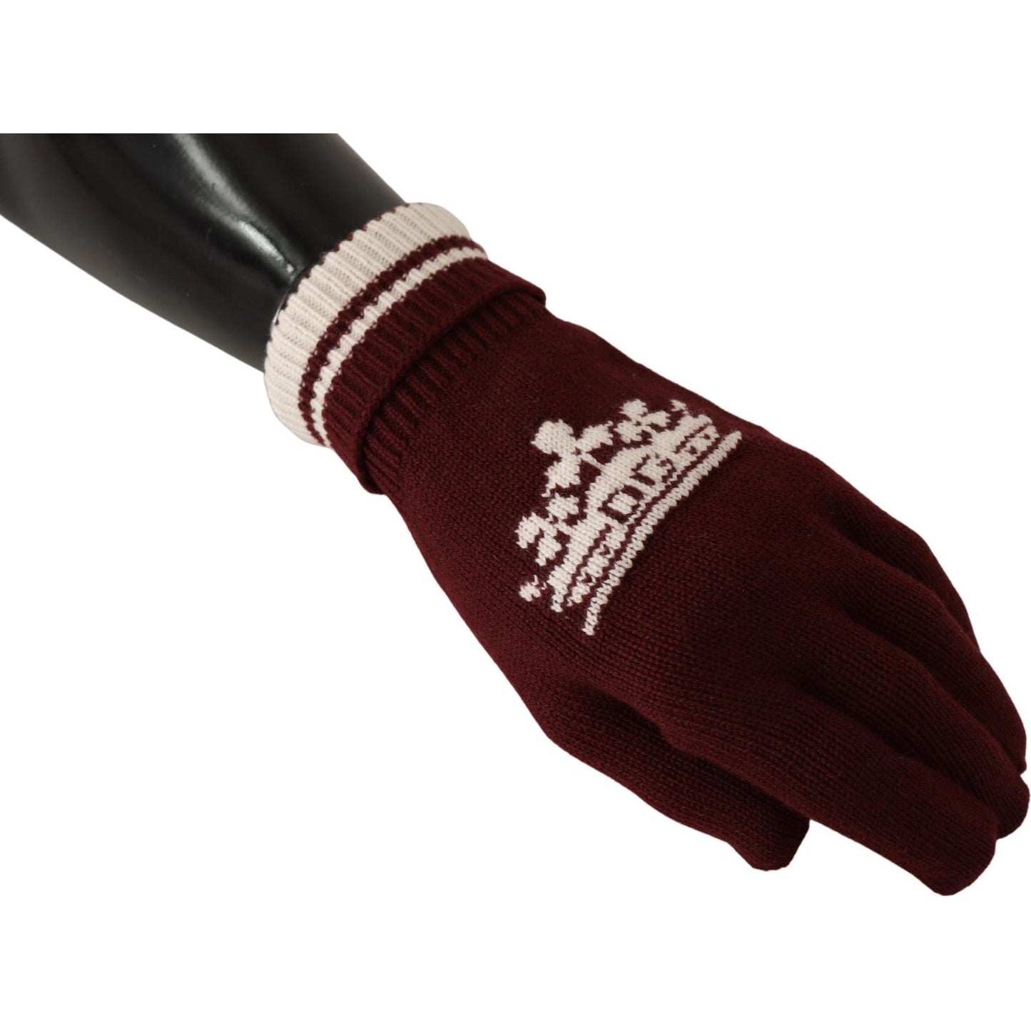 Dolce & Gabbana Elegant Red Cashmere Gloves with Crown Motif Dolce & Gabbana Black