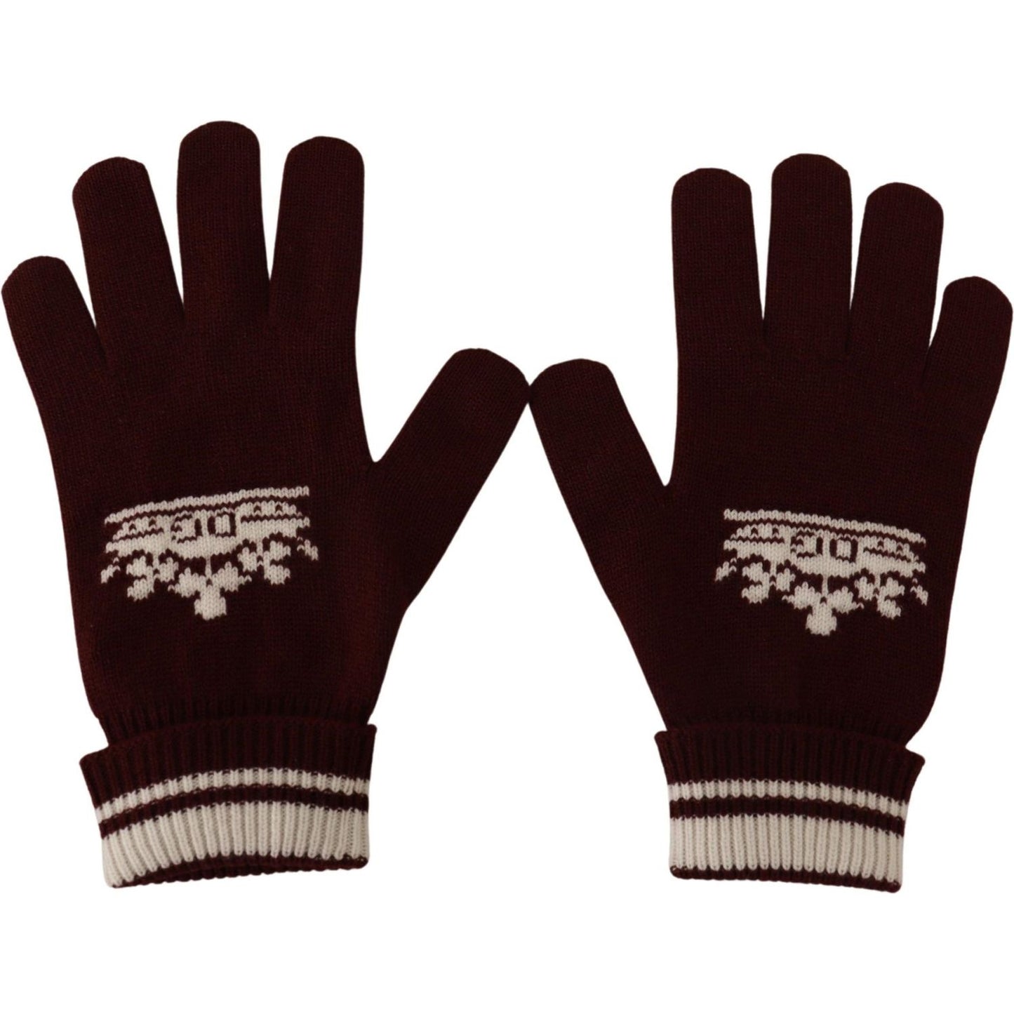 Dolce & Gabbana Elegant Red Cashmere Gloves with Crown Motif Dolce & Gabbana Black