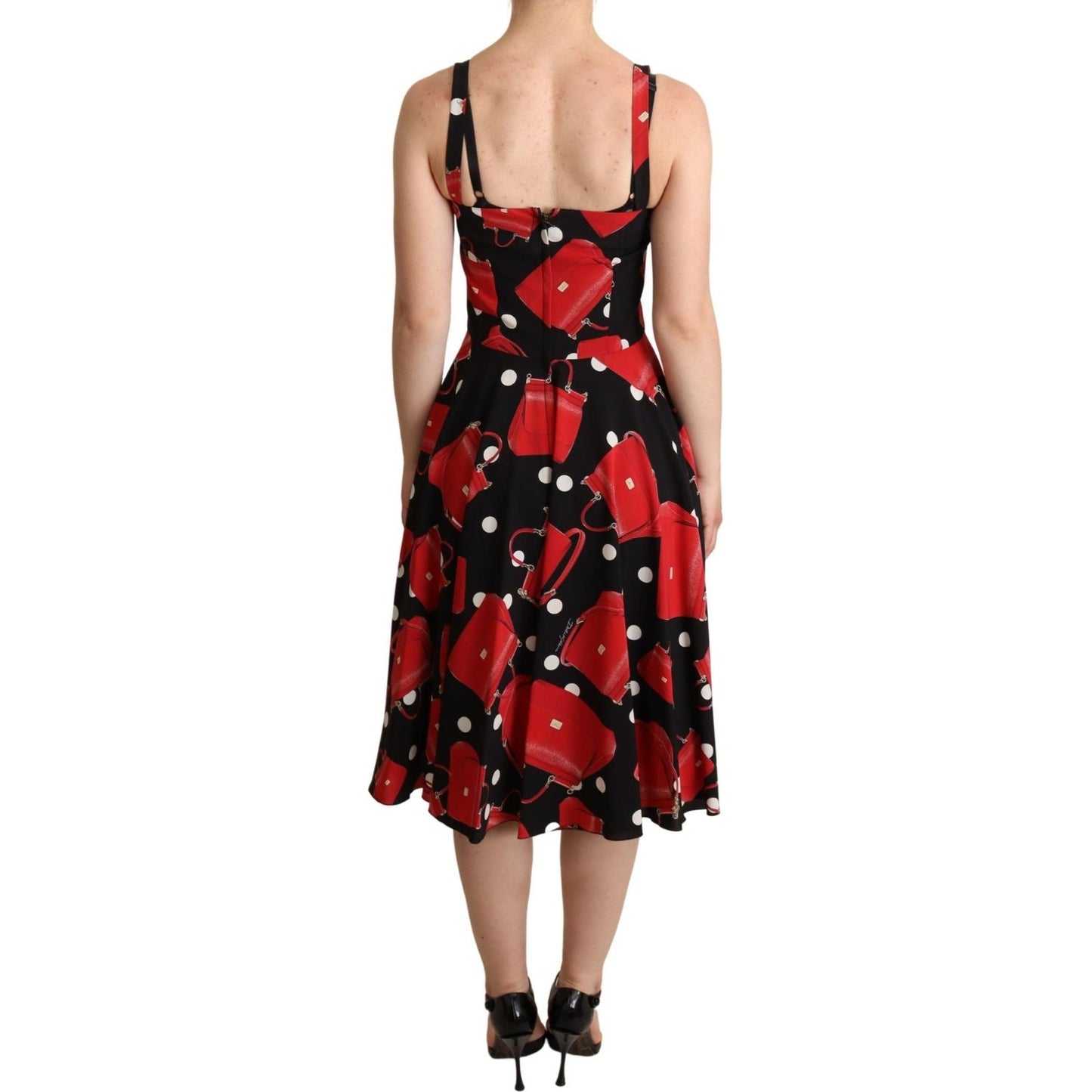 Dolce & Gabbana Sicilian Bag Print Sleeveless Midi Dress WOMAN DRESSES Dolce & Gabbana Sienna
