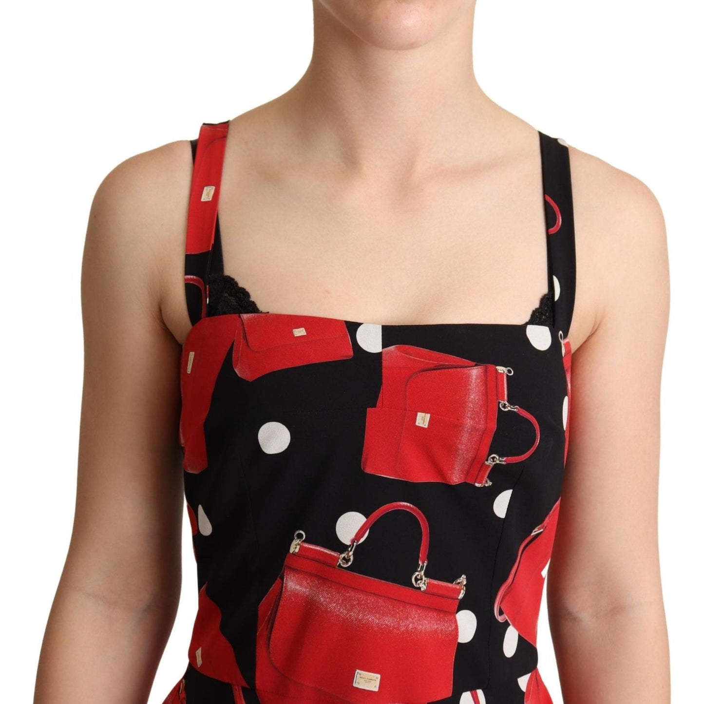 Dolce & Gabbana Sicilian Bag Print Sleeveless Midi Dress WOMAN DRESSES Dolce & Gabbana Tan
