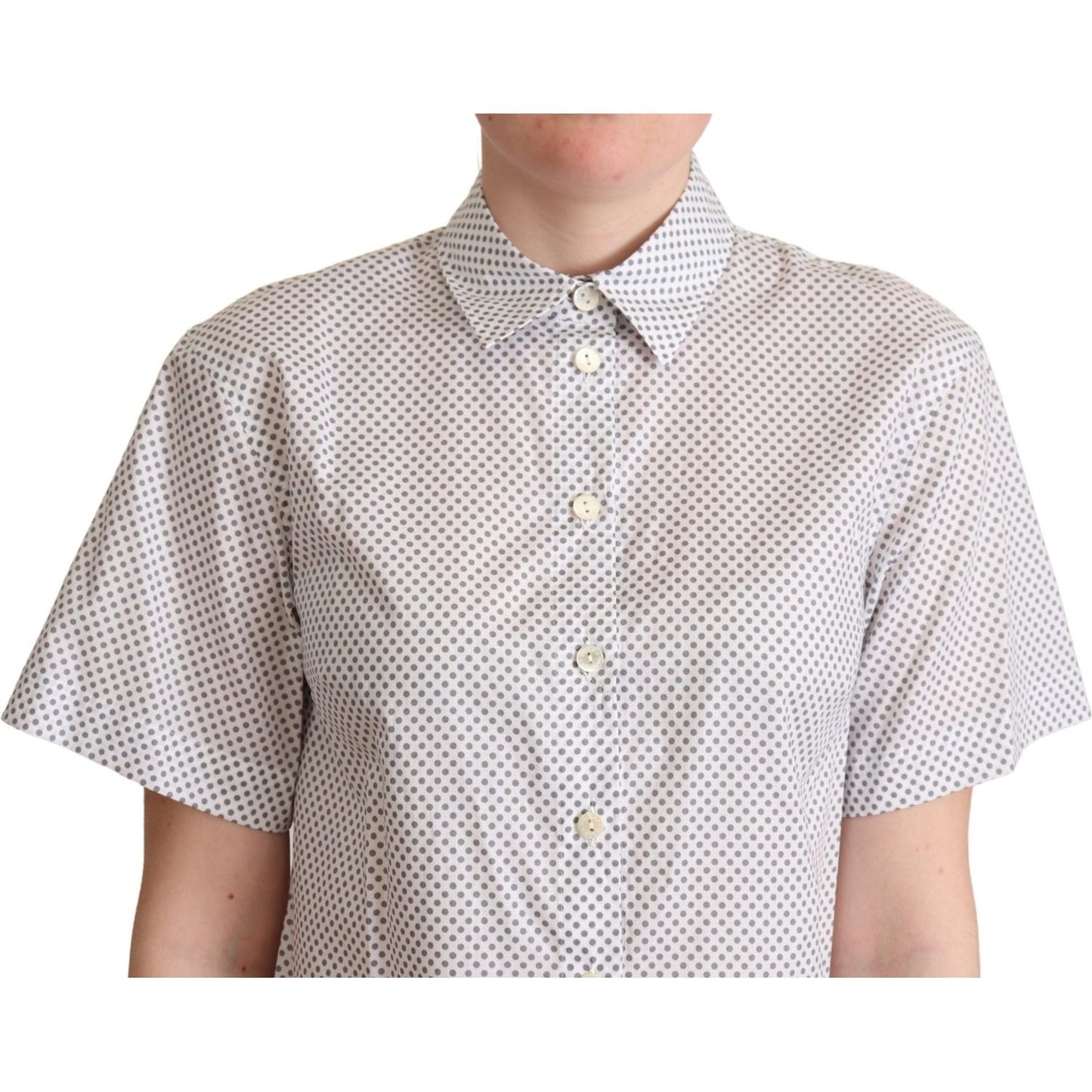 Dolce & Gabbana White Gray Polka Dots Collared Button Shirt TSH5969 -40