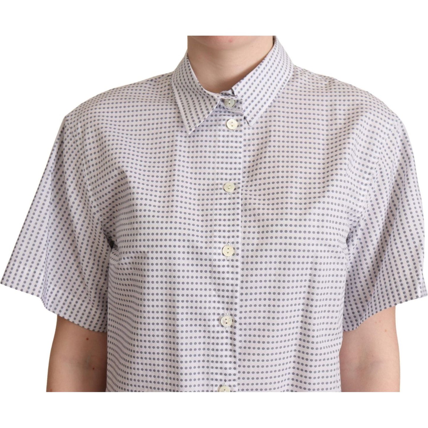 Dolce & Gabbana White Polka Dots Collared Blouse Shirt TSH5971 -42