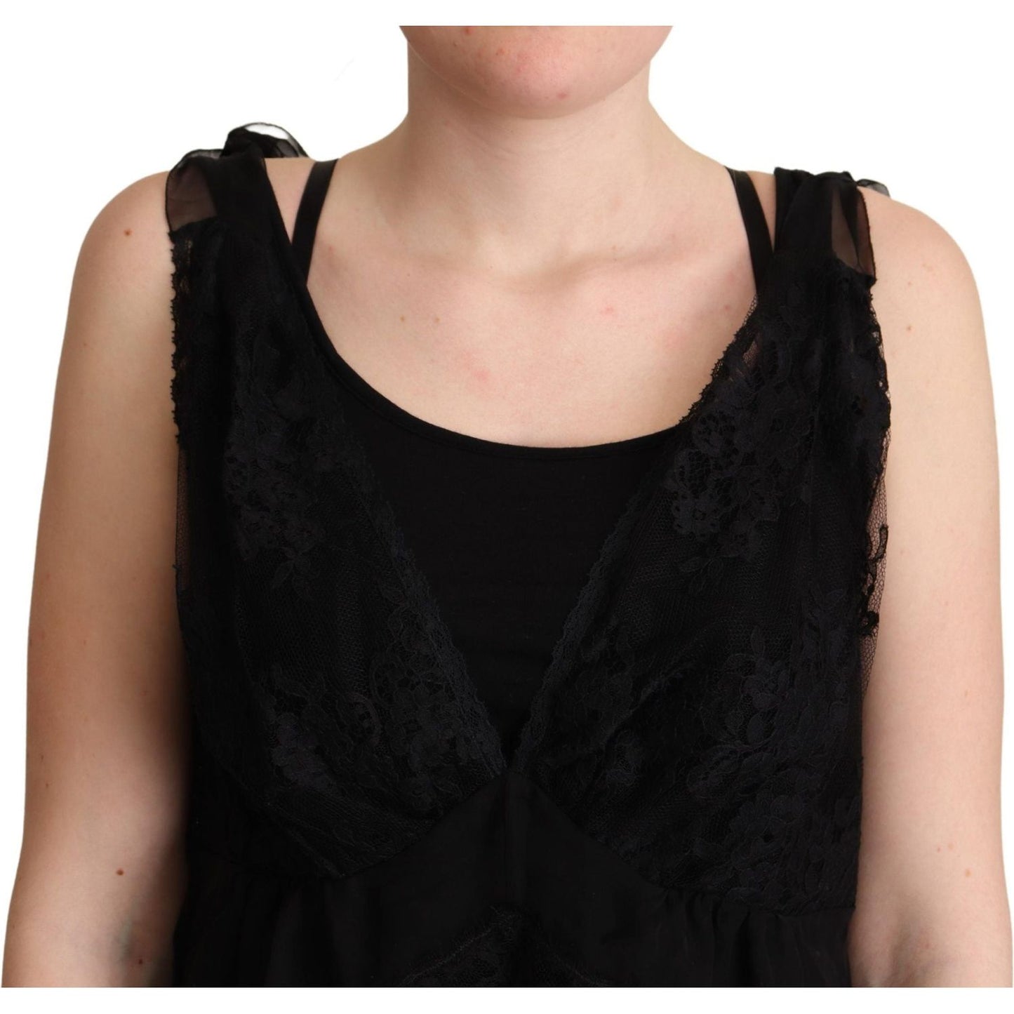 Dolce & Gabbana Lustrous Silk-Blend Lace Trim Camisole Dolce & Gabbana Tan