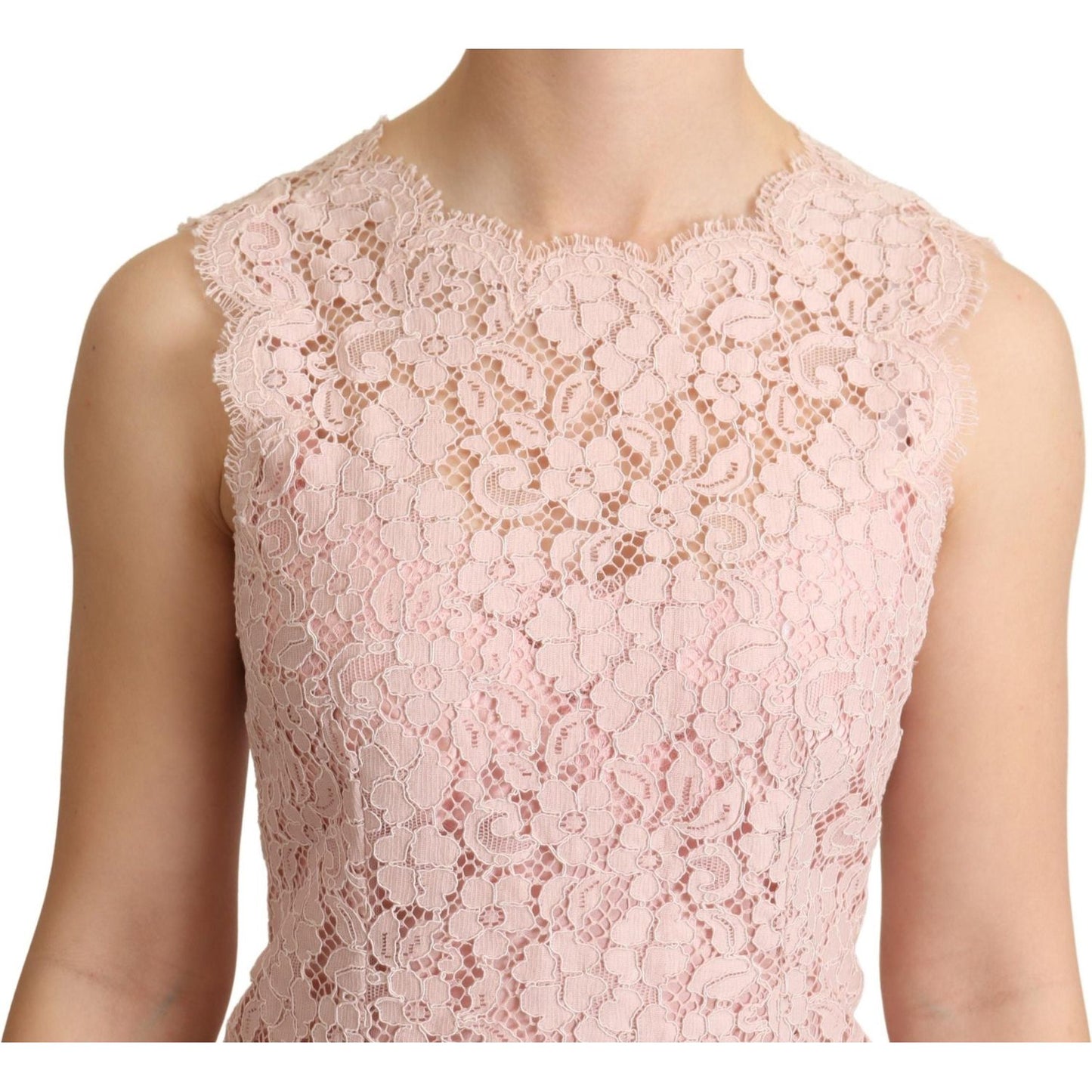 Dolce & Gabbana Elegant Pink Lace Sleeveless Blouse Dolce & Gabbana Light Pink