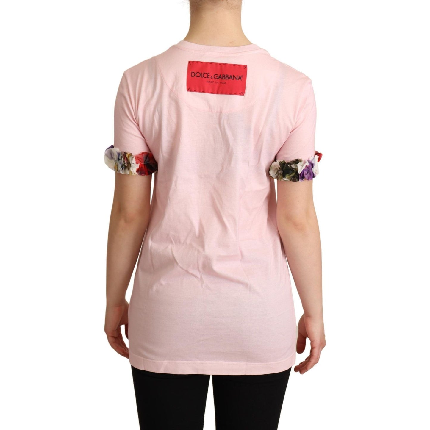 Dolce & Gabbana Elegant Floral Rose Applique T-Shirt Dolce & Gabbana Thistle