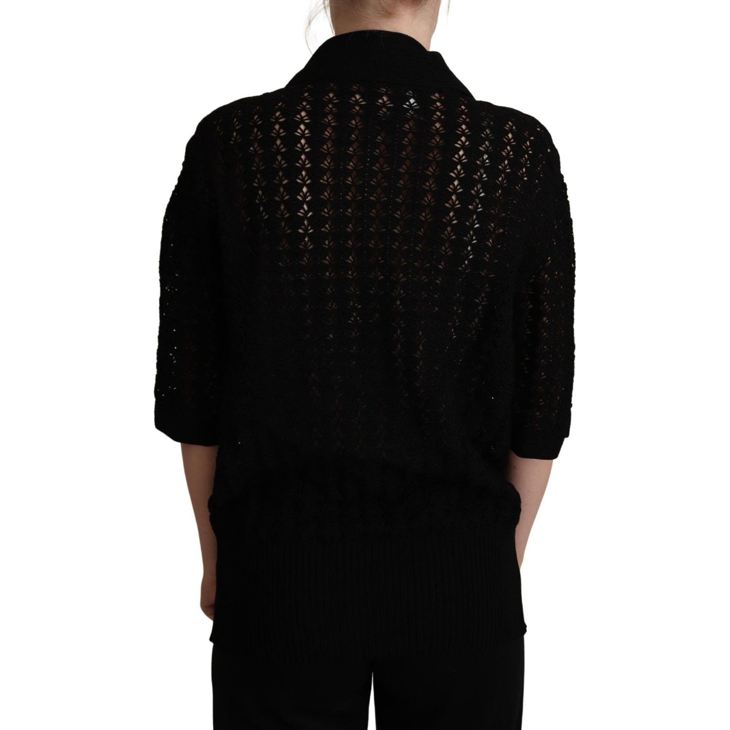 Dolce & Gabbana Embroidered Short Sleeve Luxury Sweater Dolce & Gabbana Black
