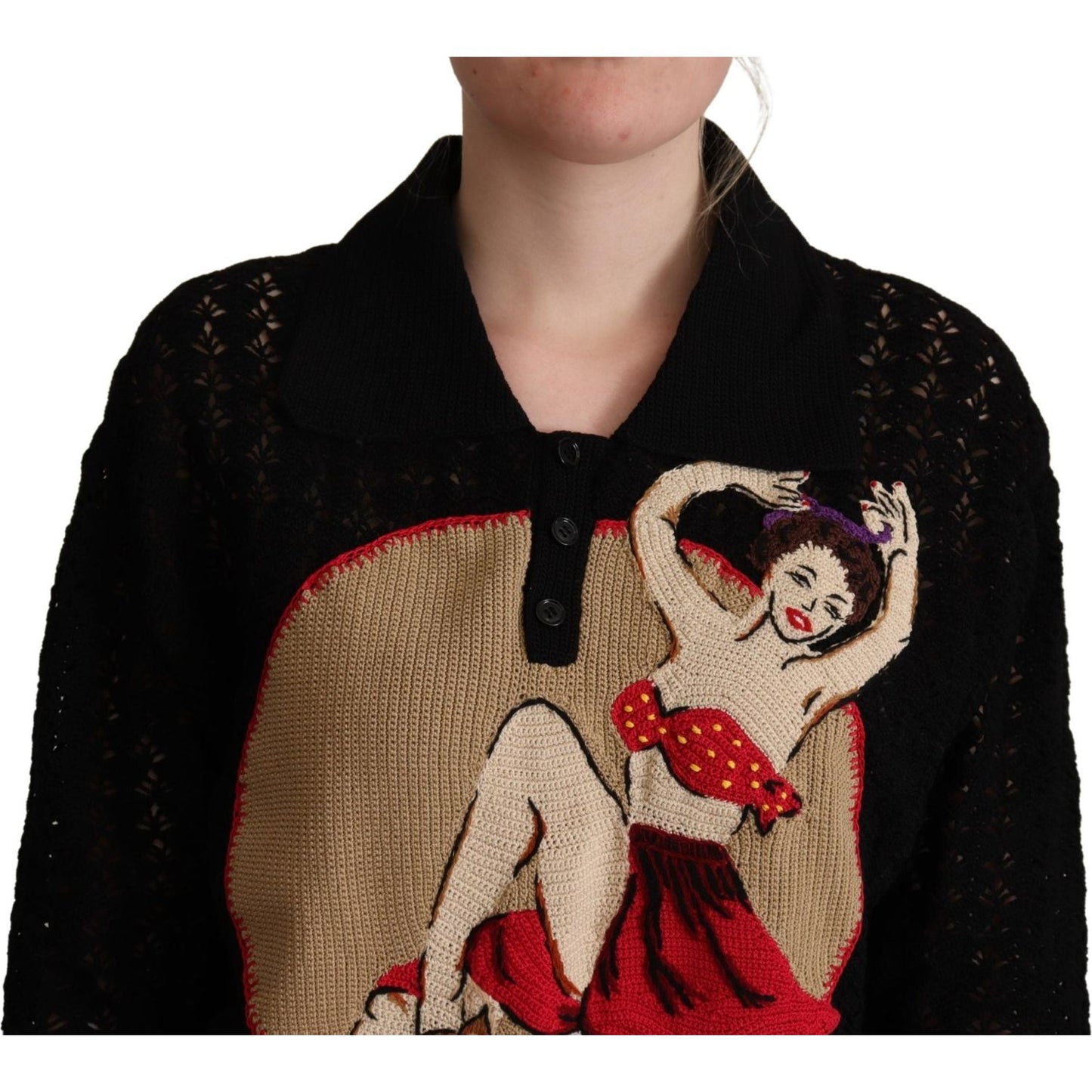 Dolce & Gabbana Embroidered Short Sleeve Luxury Sweater Dolce & Gabbana Black