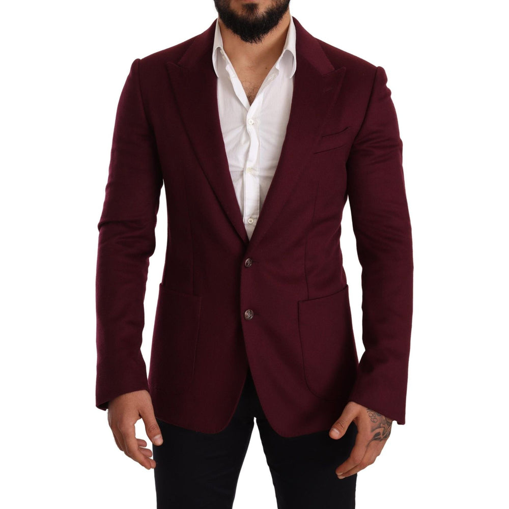 Dolce & Gabbana Maroon Cashmere Slim Fit Coat Jacket Blazer JKT2851 -48