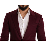 Dolce & Gabbana Maroon Cashmere Slim Fit Coat Jacket Blazer JKT2851 -48