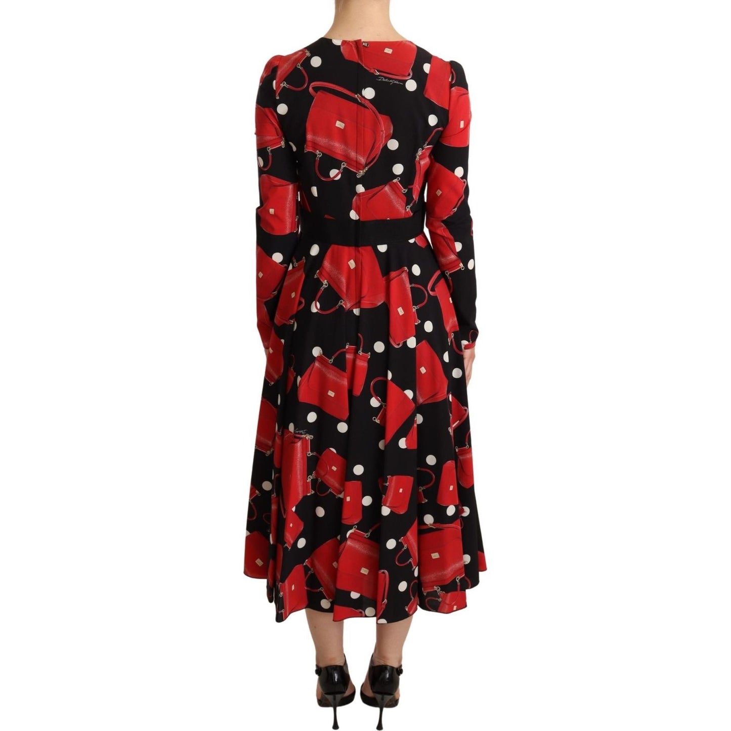 Dolce & Gabbana Elegant Sicily Print Flared Midi Dress WOMAN DRESSES Dolce & Gabbana Maroon