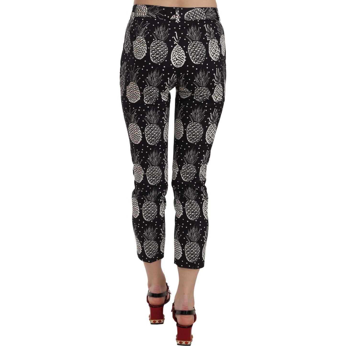 Dolce & Gabbana Chic Black Pineapple Print Skinny Capri Pants Jeans & Pants Dolce & Gabbana Dark Gray