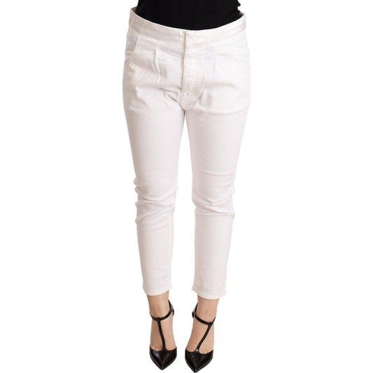 CYCLE White Mid Waist Slim Fit Skinny Cotton Stretch Trouser WOMAN TROUSERS