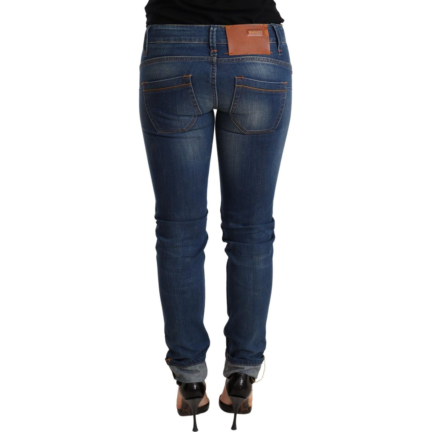 Acht Blue Washed Low Waist Skinny Denim Jeans Pant Jeans & Pants