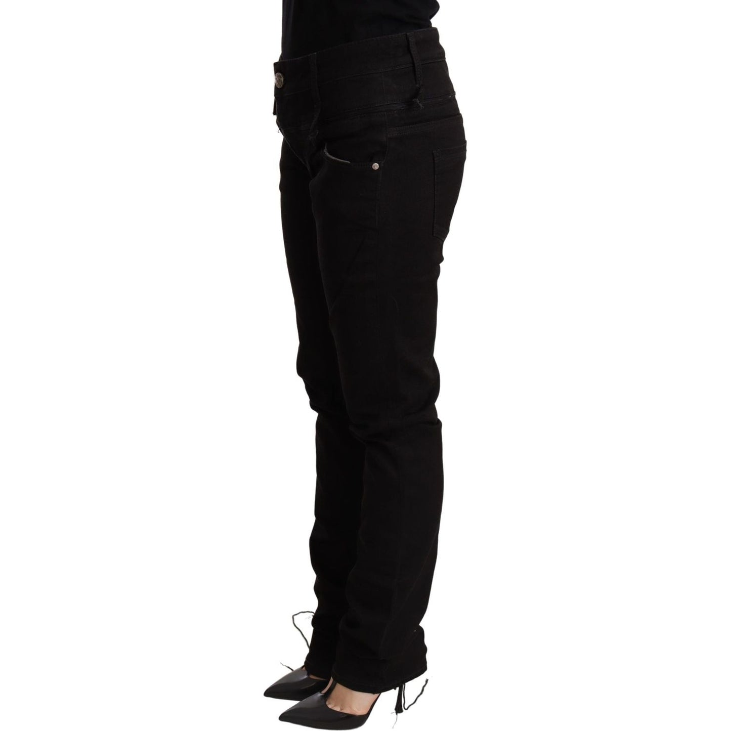 Acht Chic Low Waist Skinny Black Denim WOMAN TROUSERS Acht Black