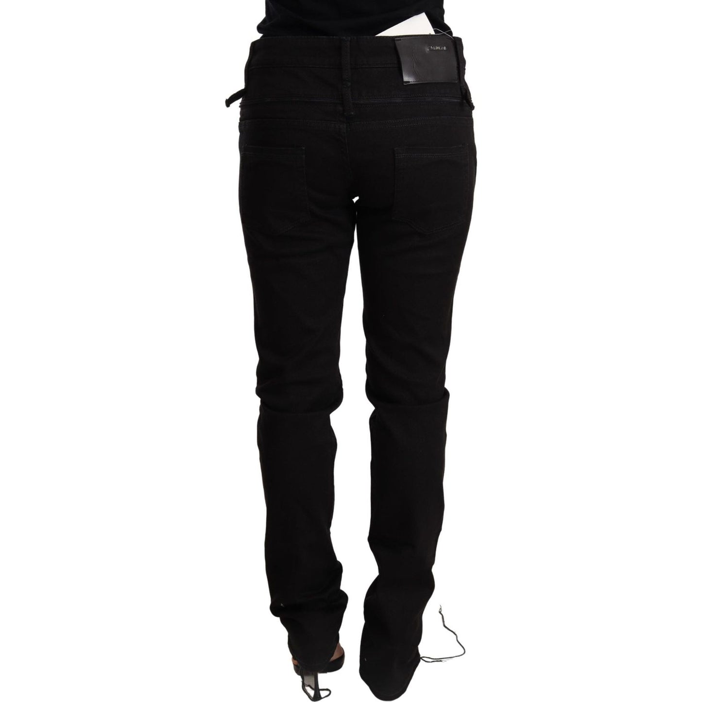 Acht Chic Low Waist Skinny Black Denim WOMAN TROUSERS Acht Black