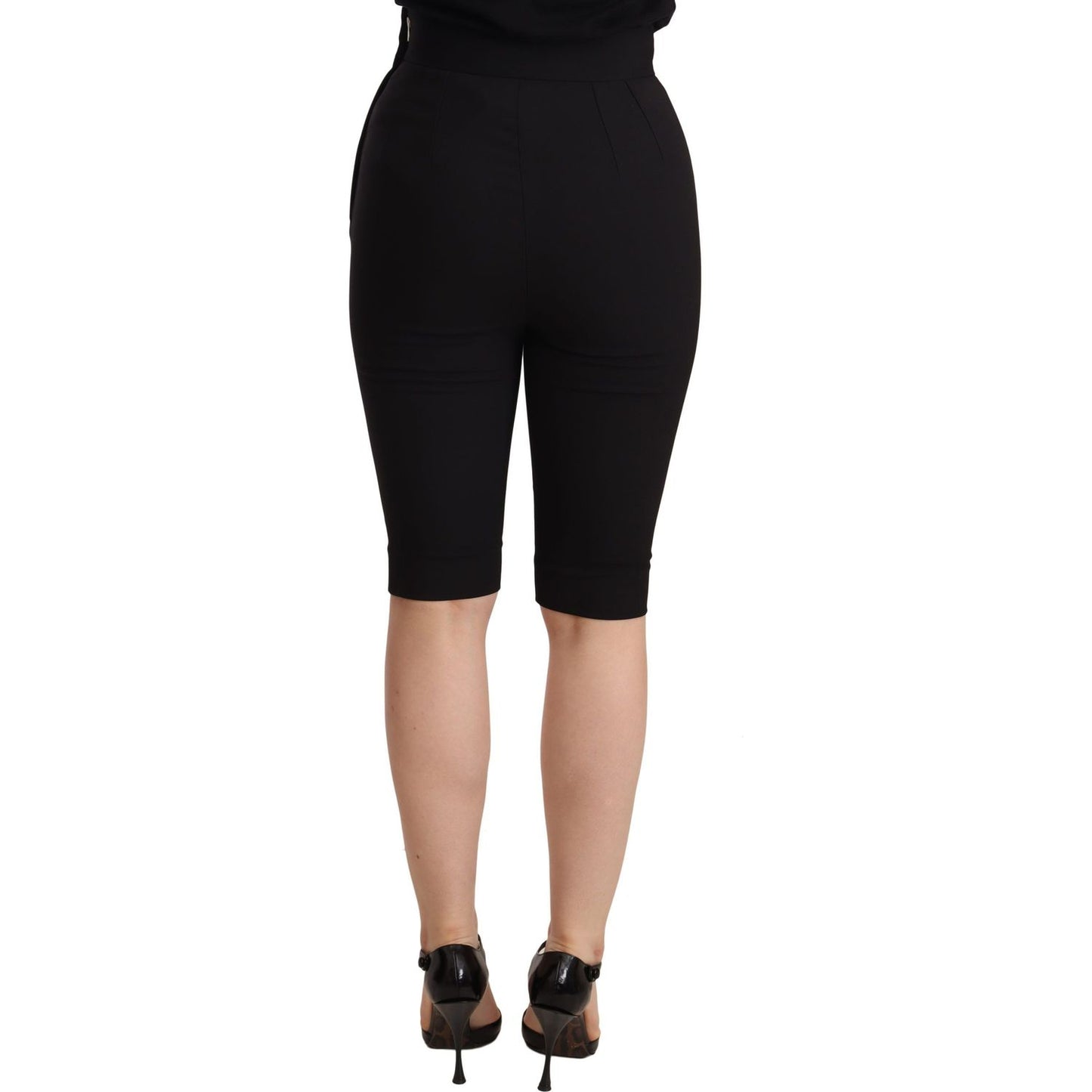 Dolce & Gabbana Elegant High Waist Black Wool Shorts Shorts Dolce & Gabbana Rosy Brown