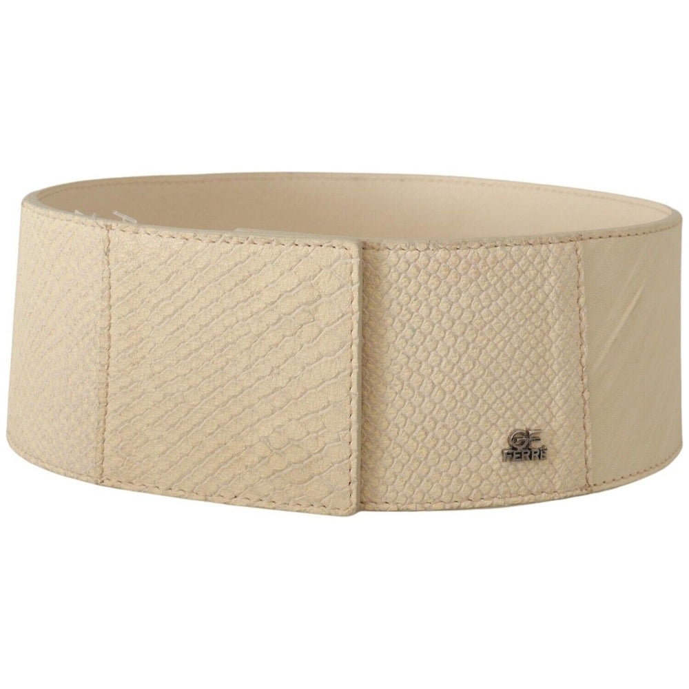 GF Ferre White Waxed Cotton Wide Fashion Belt BEL8047 - 70