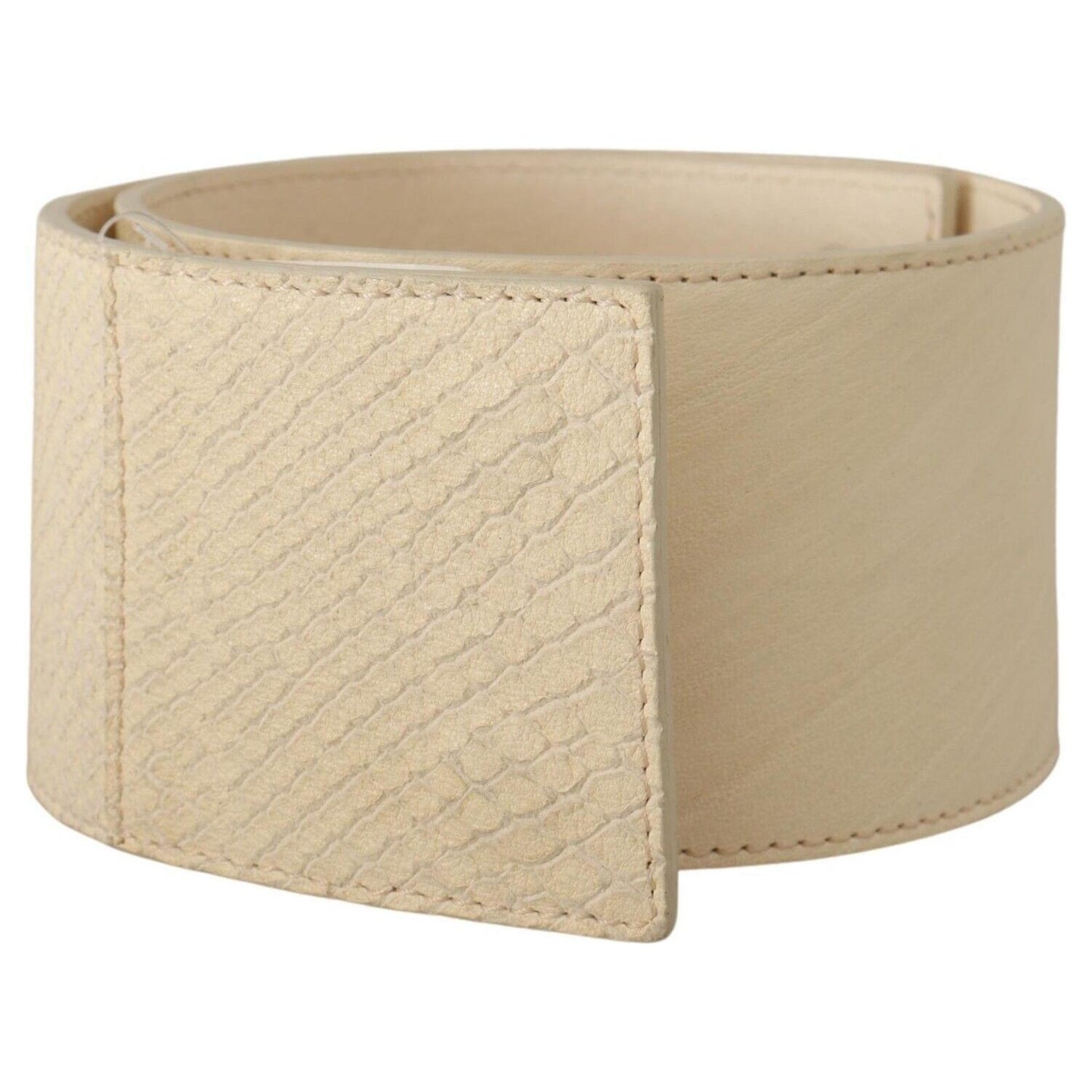 GF Ferre White Waxed Cotton Wide Fashion Belt BEL8047 - 70