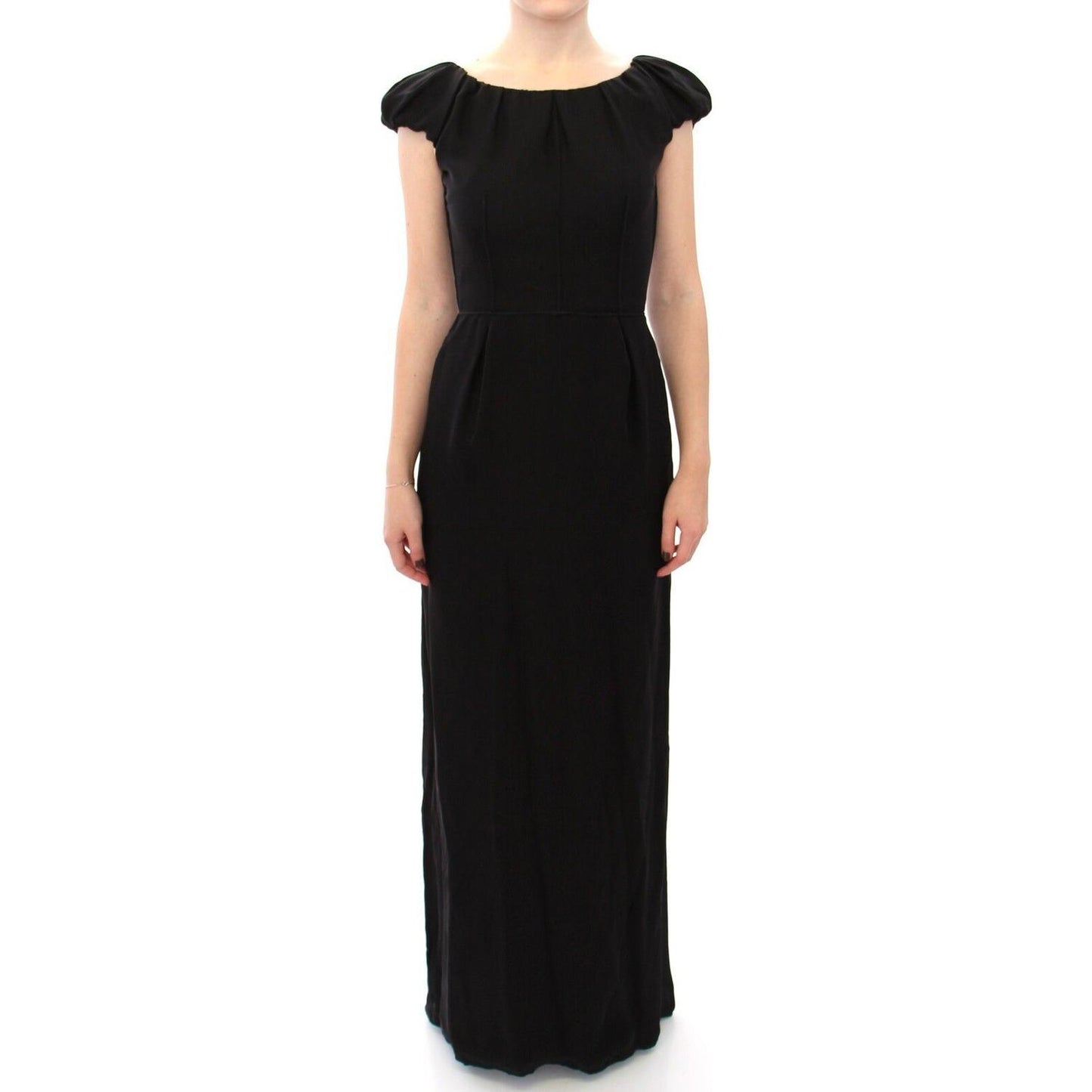 Dolce & Gabbana Elegant Silk Shortsleeved Evening Gown WOMAN DRESSES Dolce & Gabbana Wheat