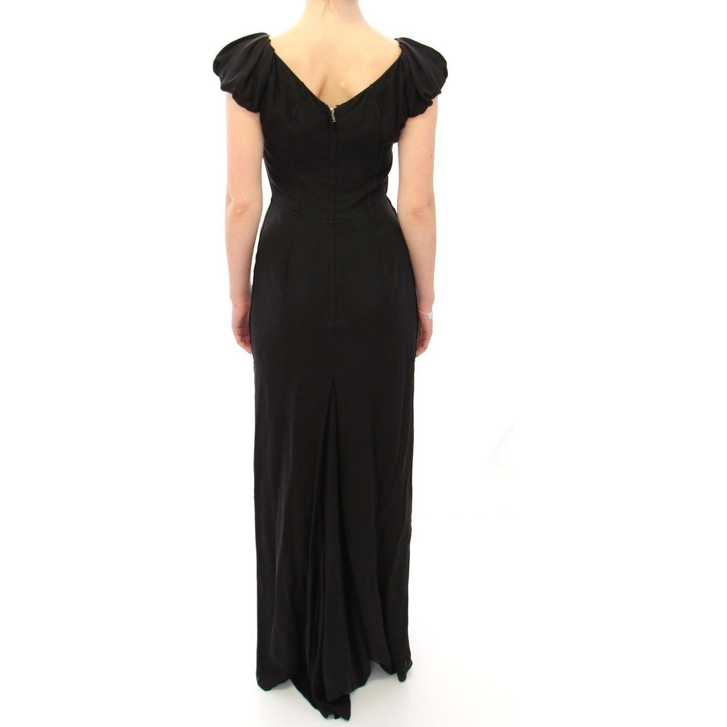 Dolce & Gabbana Elegant Silk Shortsleeved Evening Gown WOMAN DRESSES Dolce & Gabbana Wheat