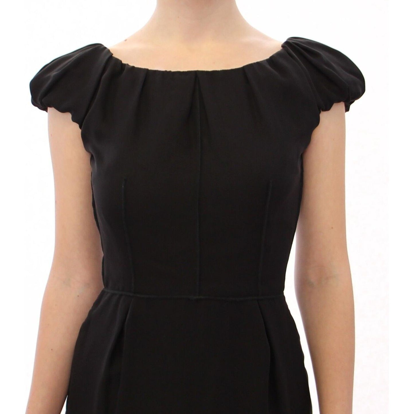 Dolce & Gabbana Elegant Silk Shortsleeved Evening Gown WOMAN DRESSES Dolce & Gabbana Black