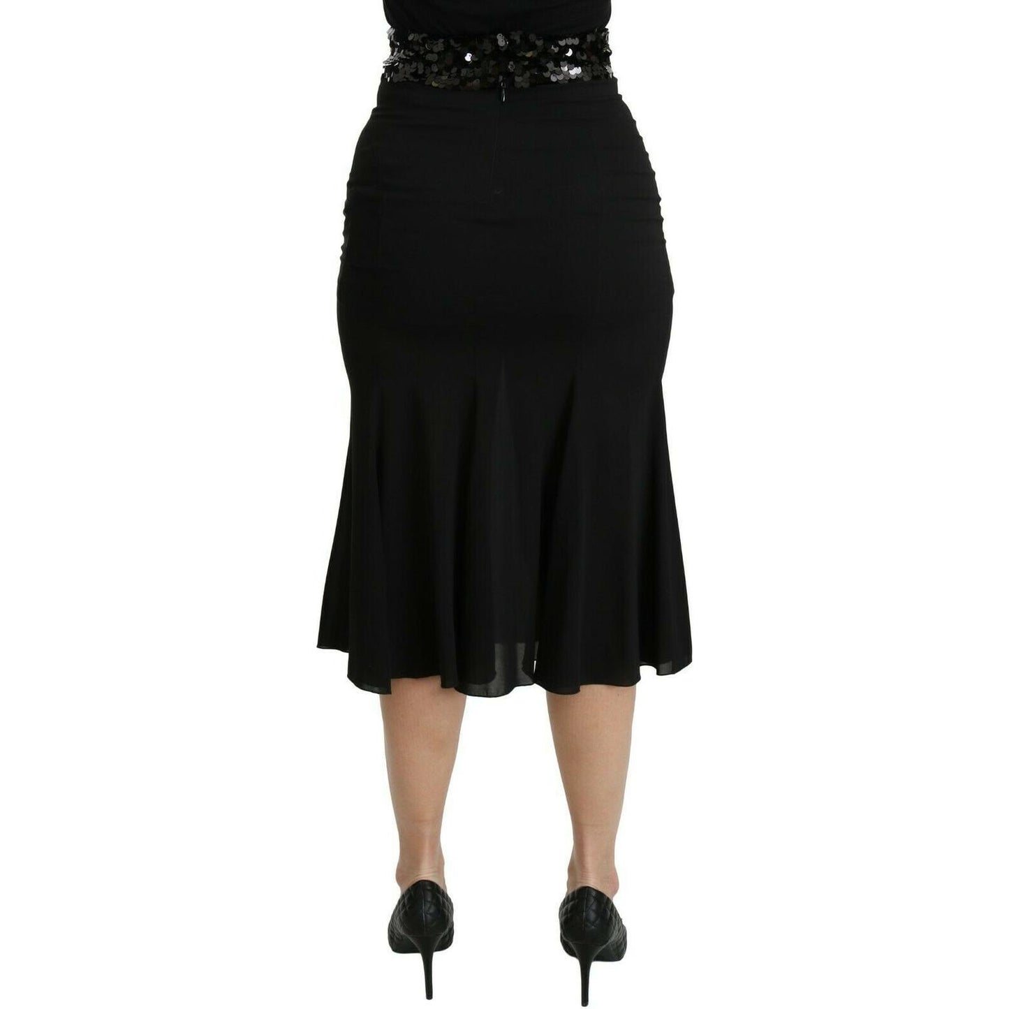 Dolce & Gabbana Chic High Waist Black Silk Blend Skirt Dolce & Gabbana Black