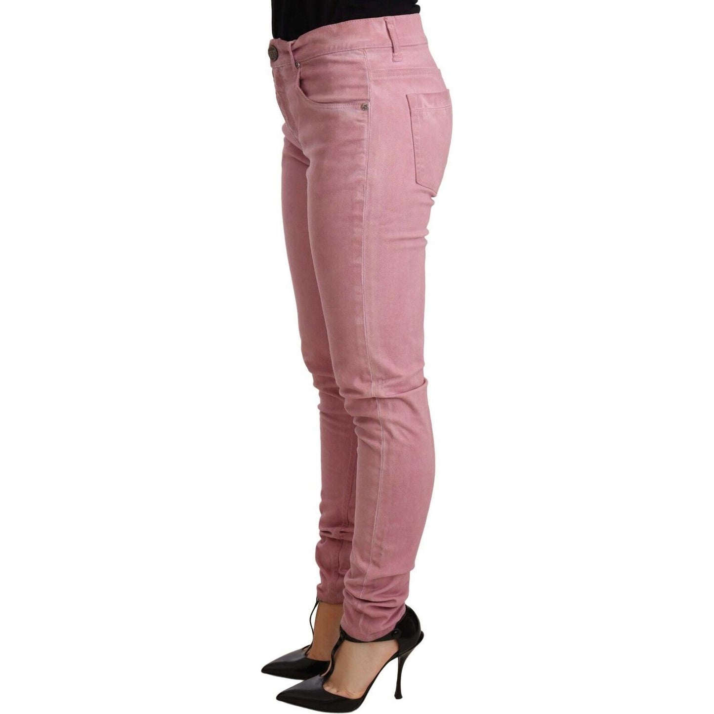 Acht Elegant Slim Fit Pink Denim Jeans Jeans & Pants Acht Rosy Brown