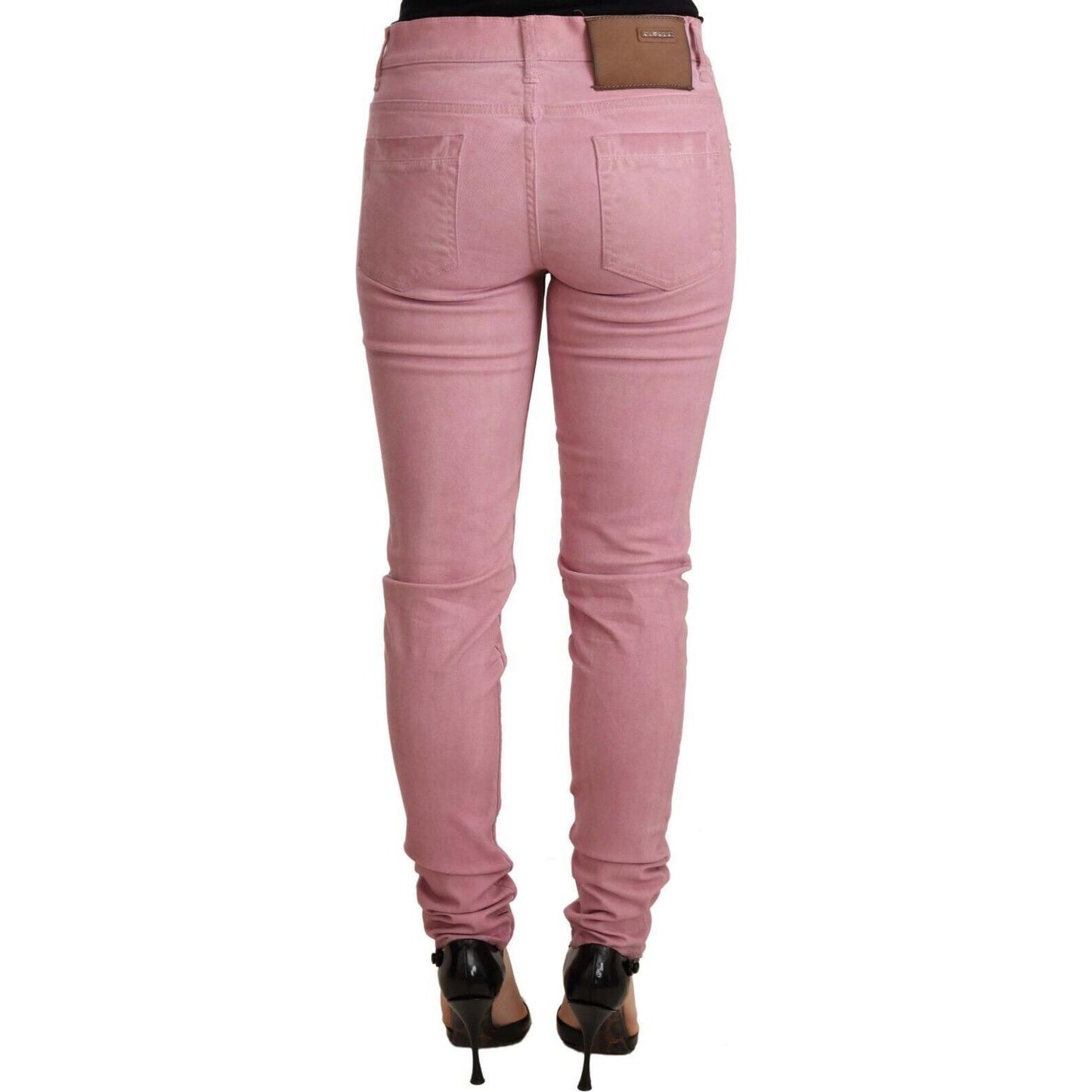 Acht Elegant Slim Fit Pink Denim Jeans Jeans & Pants Acht Rosy Brown