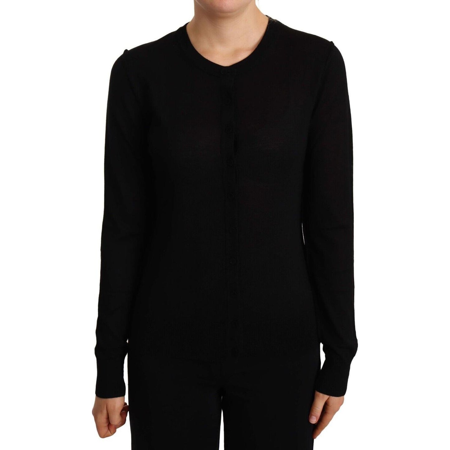 Dolce & Gabbana Elegant Crewneck Virgin Wool Sweater WOMAN SWEATERS Dolce & Gabbana Black