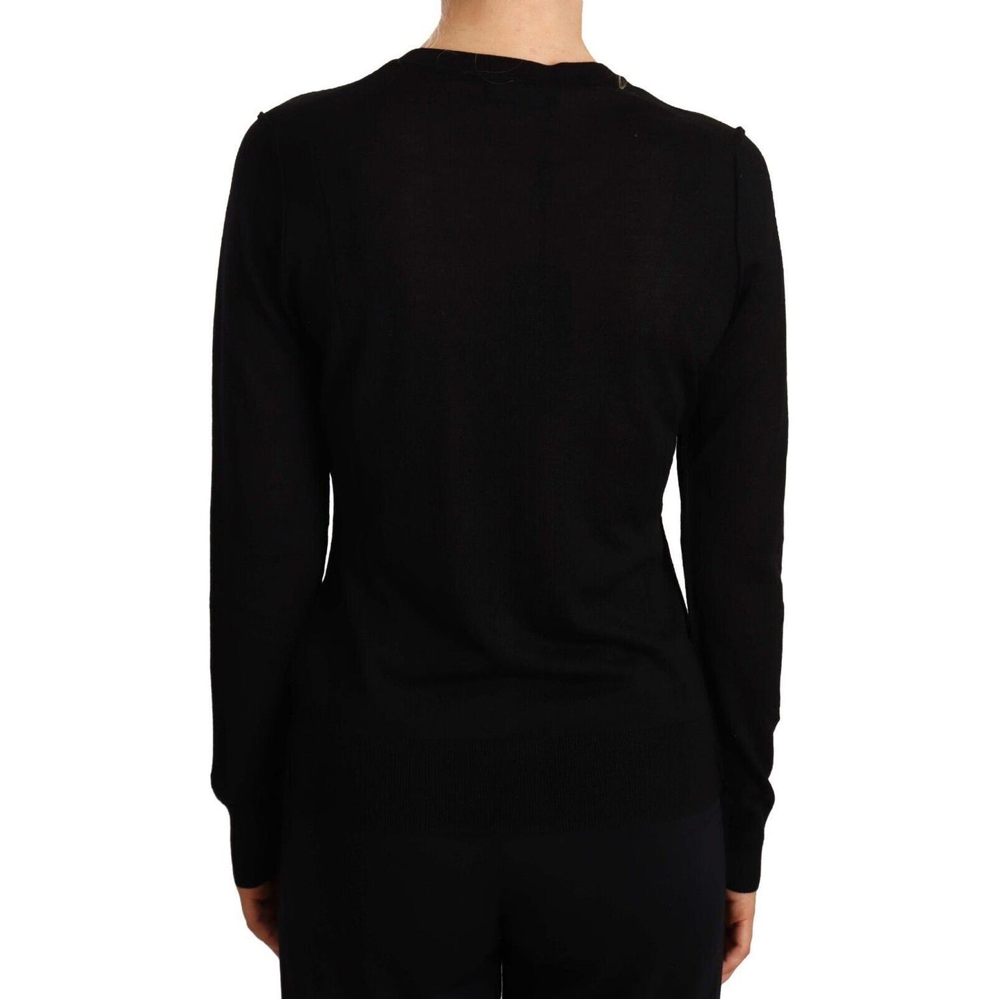 Dolce & Gabbana Elegant Crewneck Virgin Wool Sweater WOMAN SWEATERS Dolce & Gabbana Black