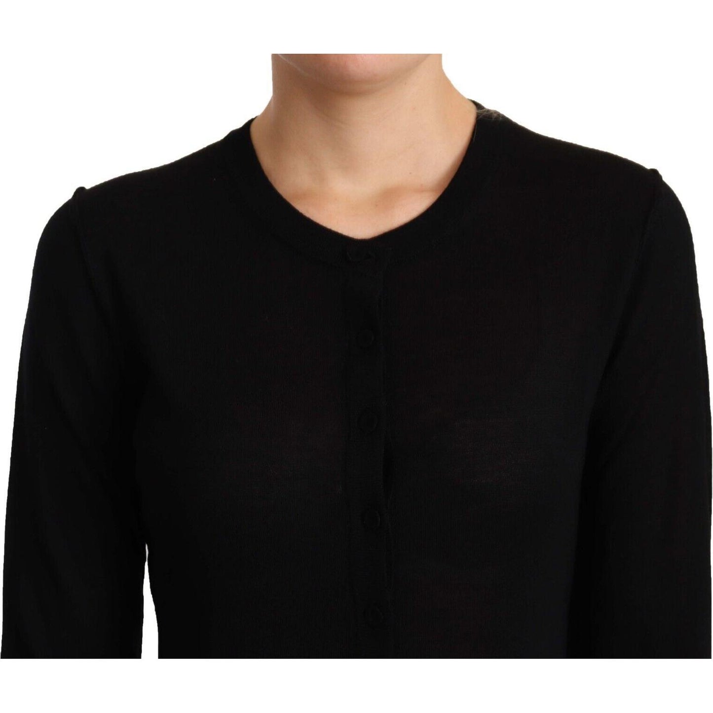 Dolce & Gabbana Elegant Crewneck Virgin Wool Sweater WOMAN SWEATERS Dolce & Gabbana Black